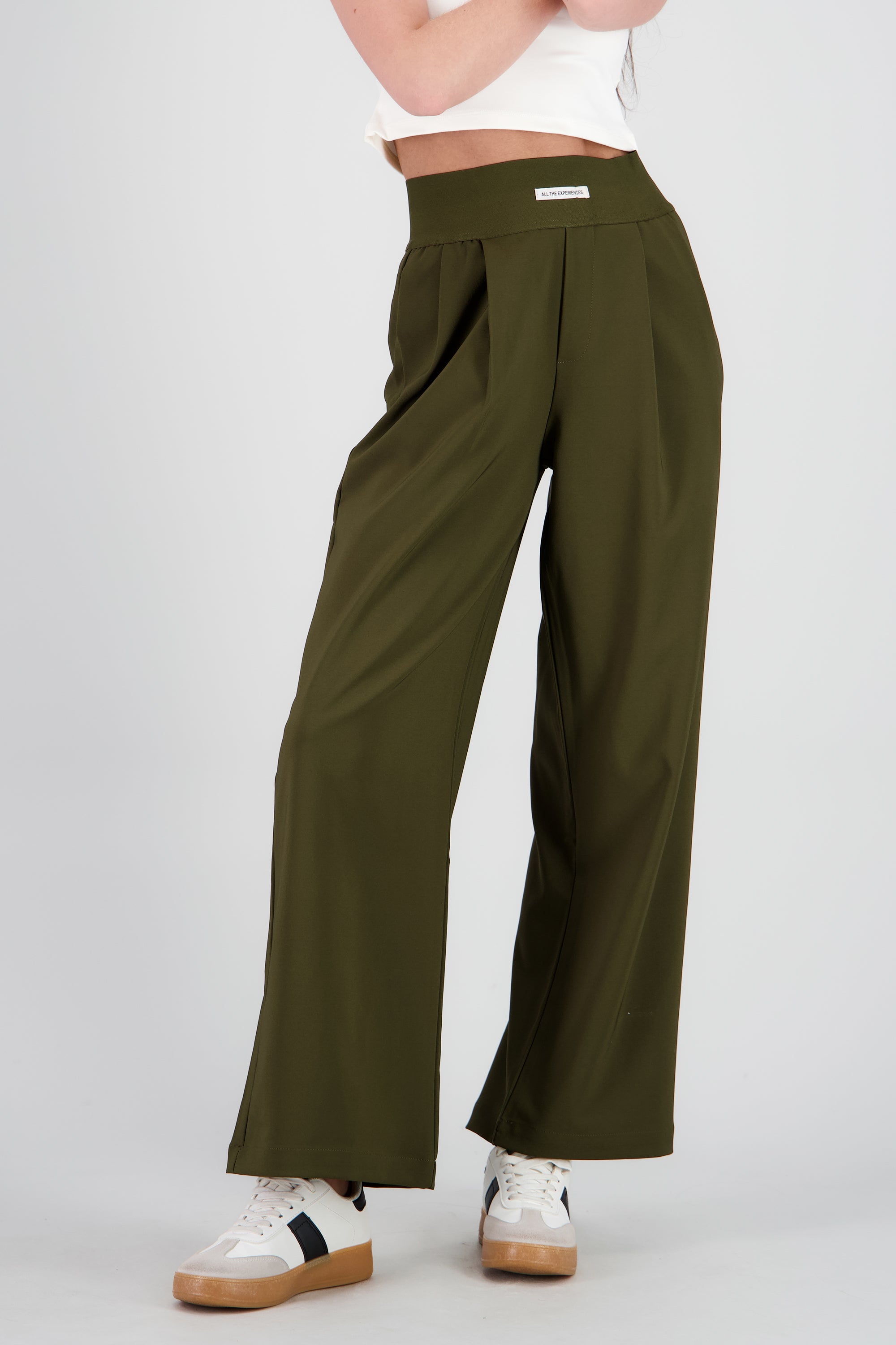 Pantalon wide leg detalle resorte VERDE