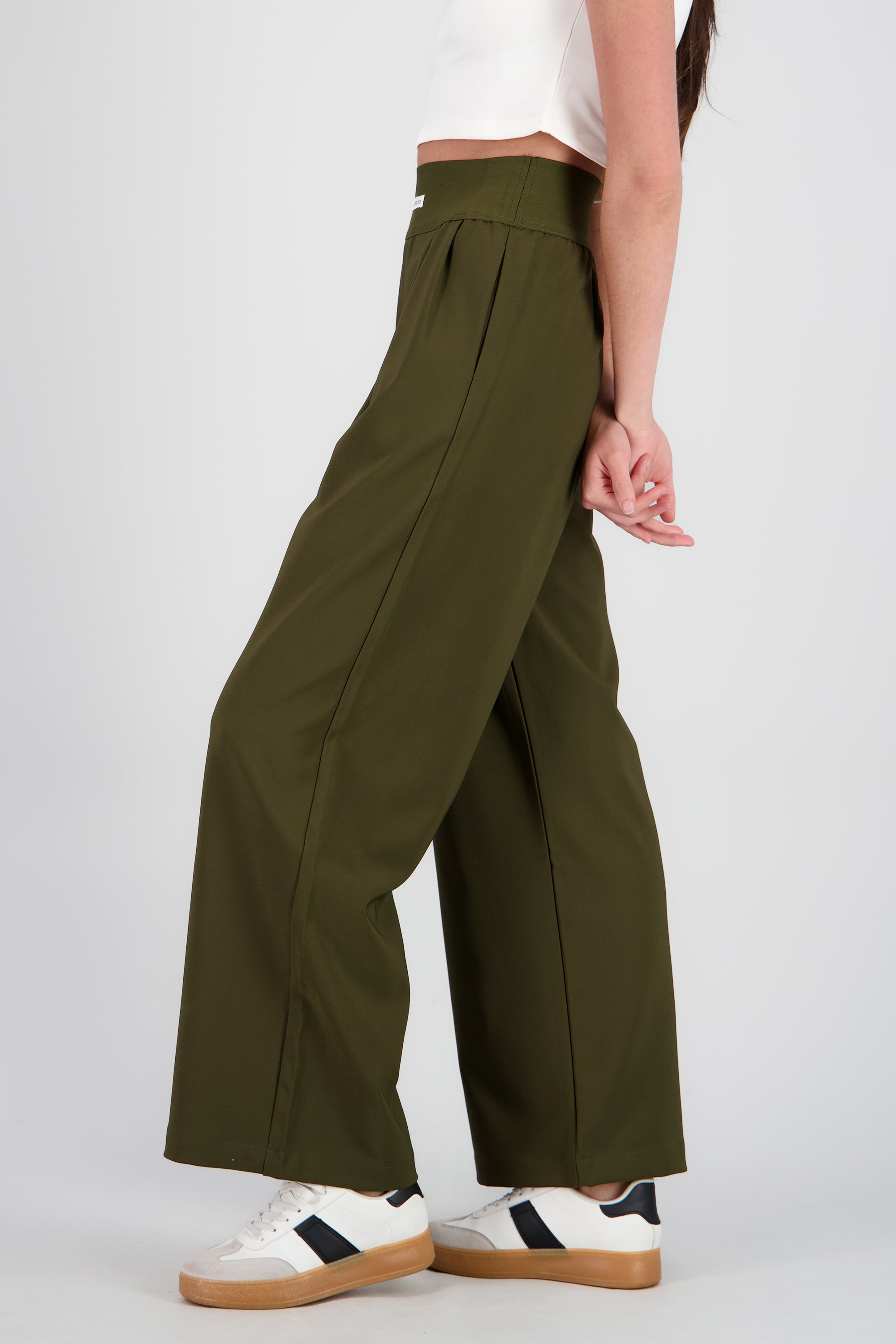 Pantalon wide leg detalle resorte VERDE