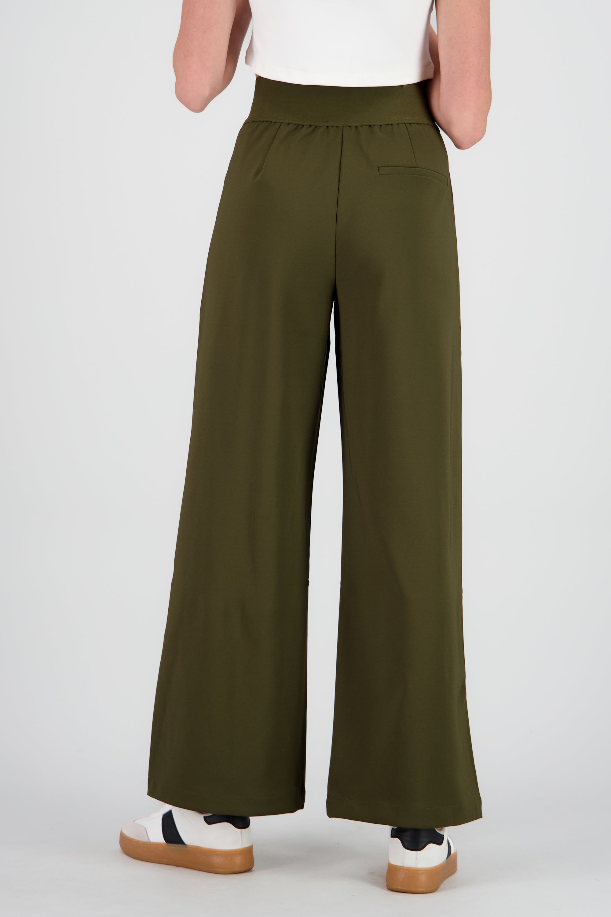 Pantalon wide leg detalle resorte VERDE