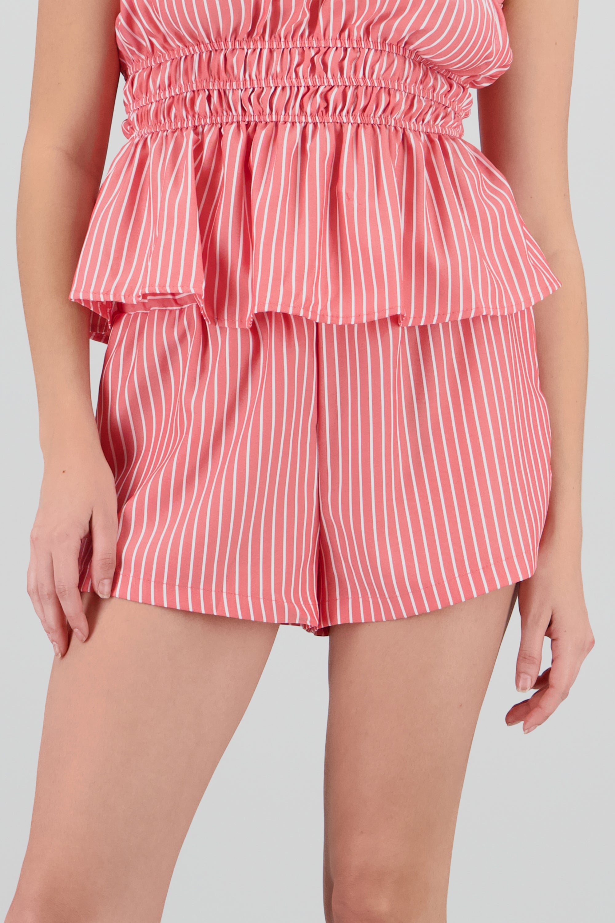 Short corto popelina rayas ROJO COMBO