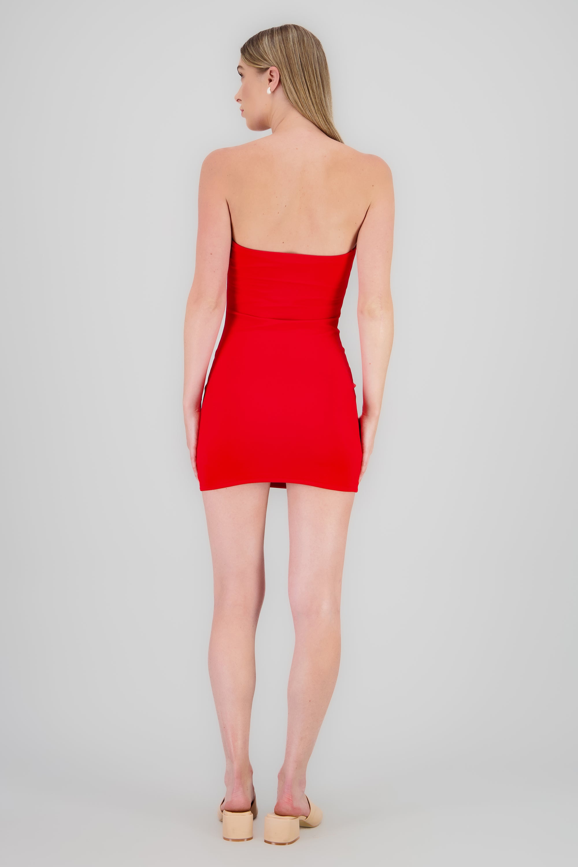 Vestido mini bandeau doble tela ROJO