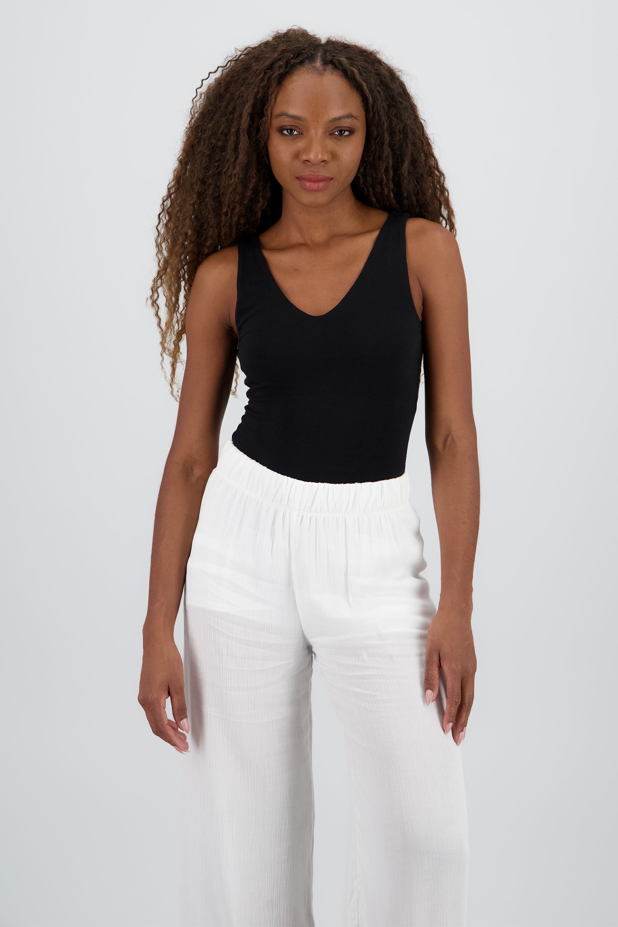 Bodysuit escote v doble tela NEGRO