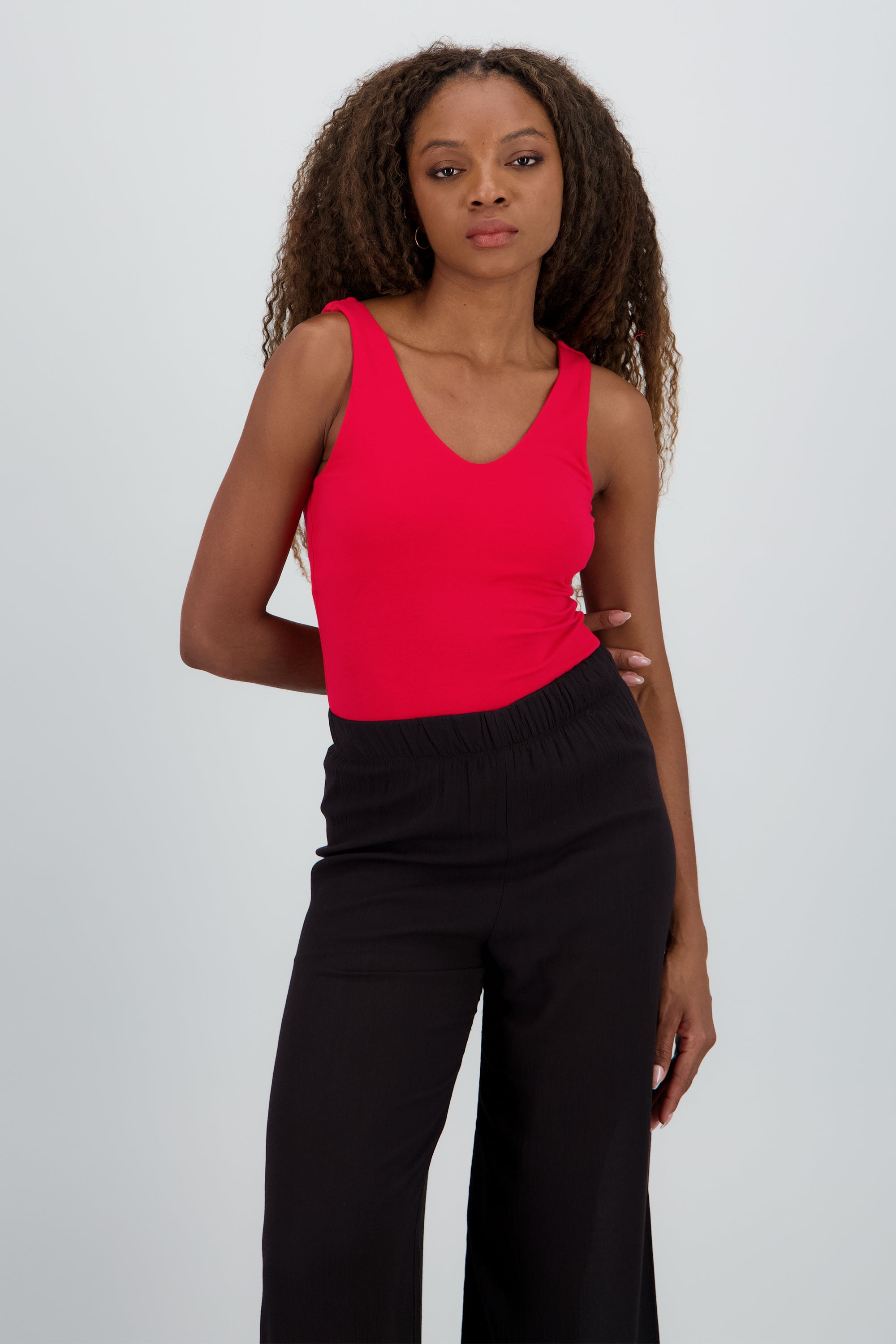 Bodysuit escote v doble tela ROJO