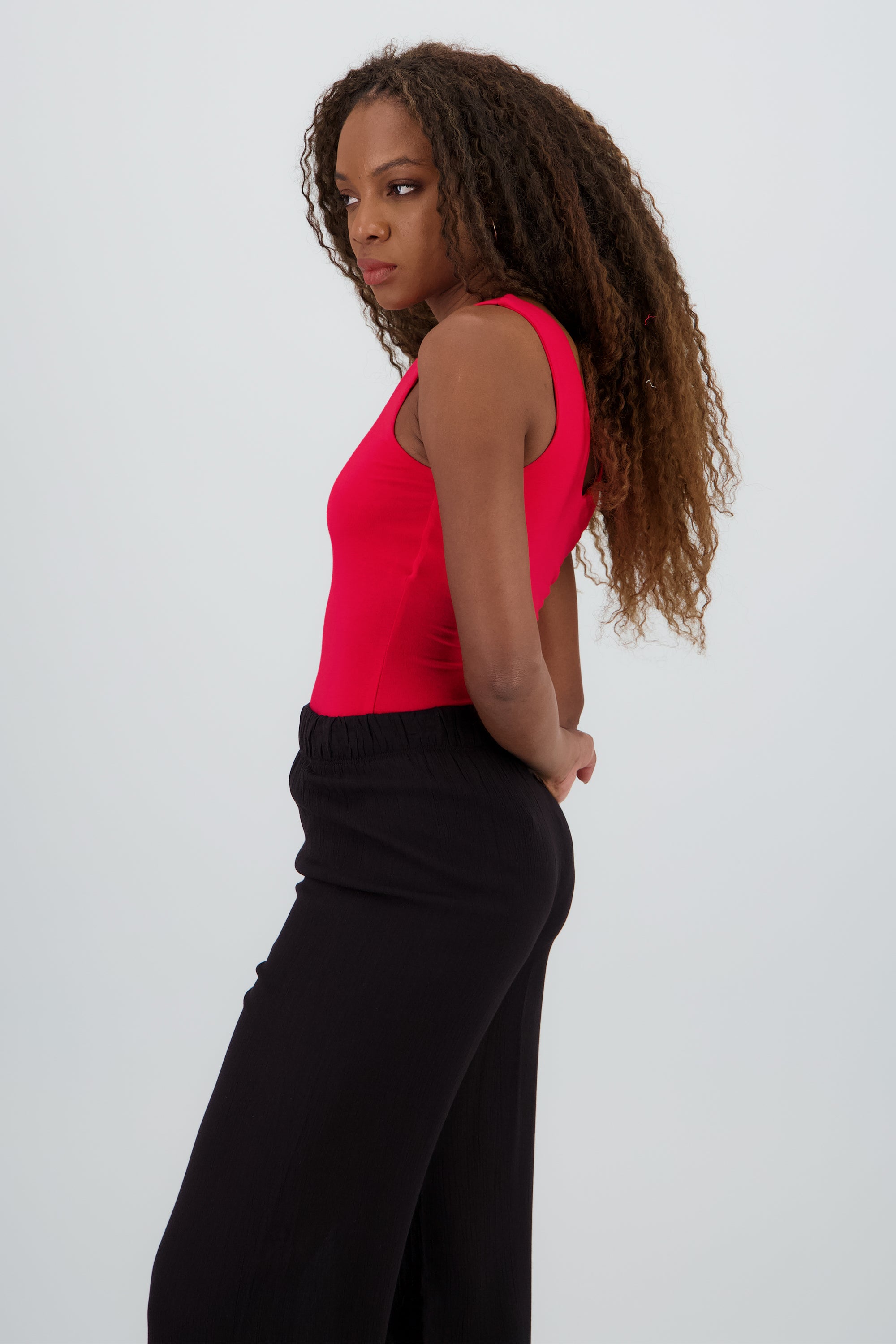 Bodysuit escote v doble tela ROJO