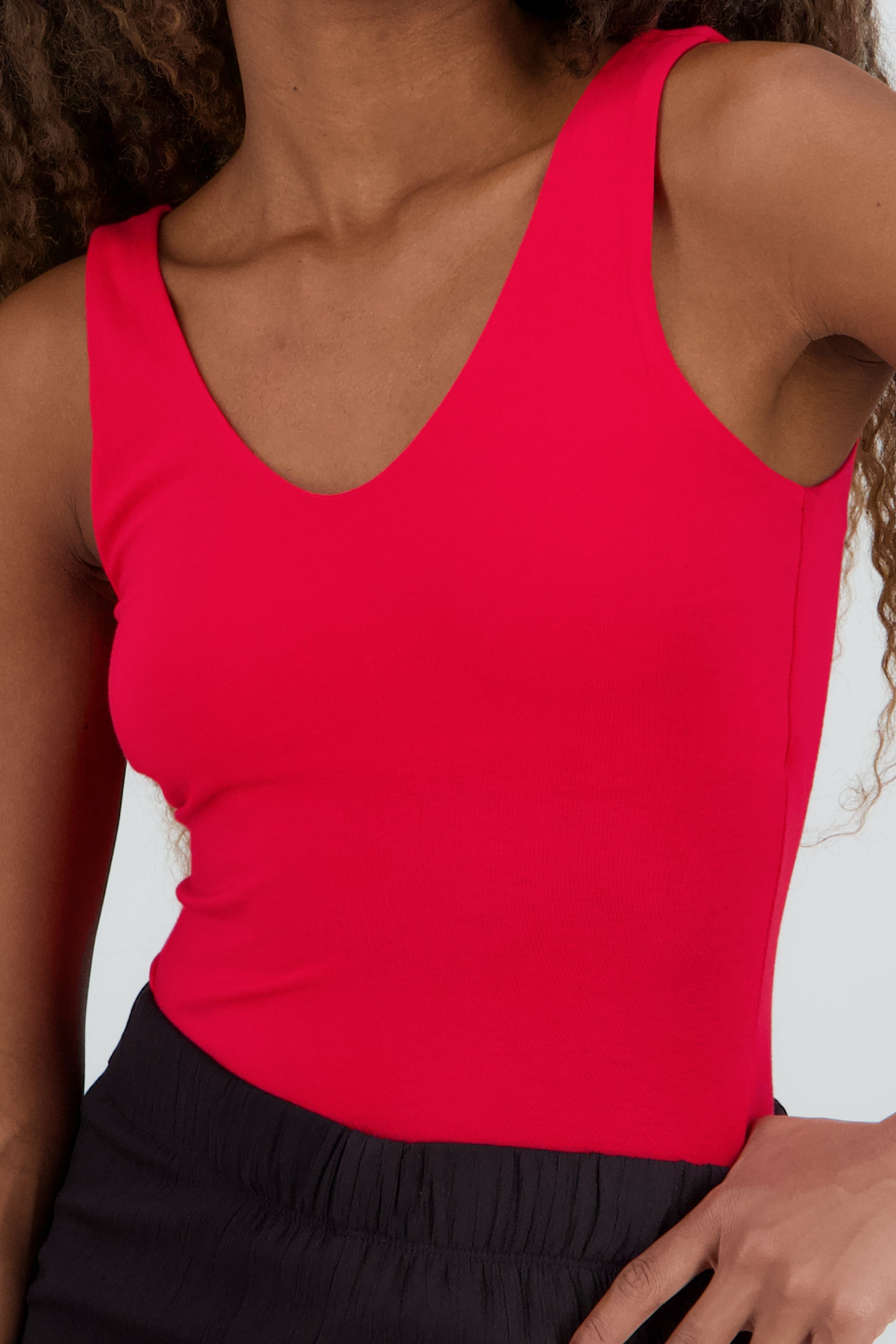 Bodysuit escote v doble tela ROJO