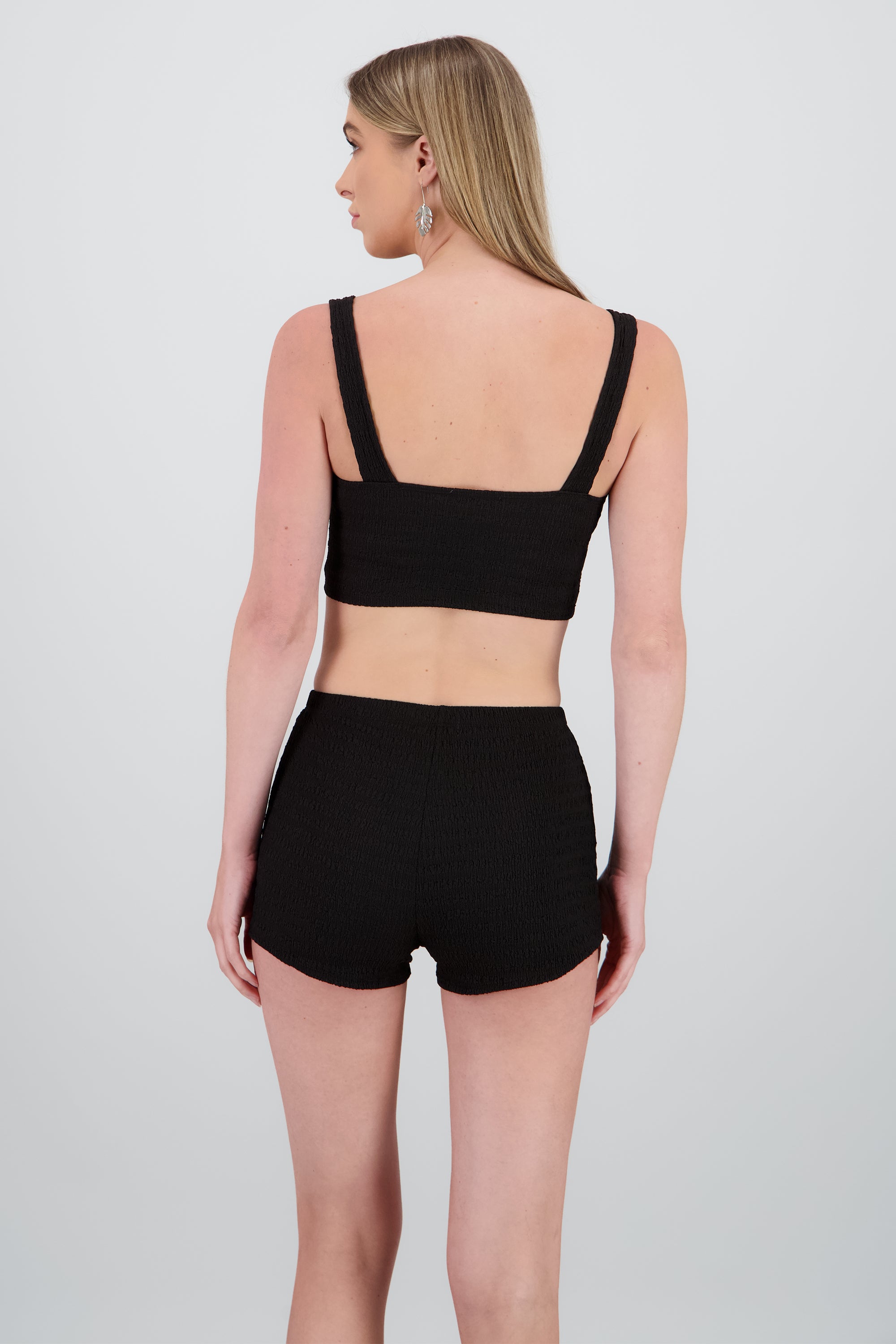 Crop top tirantes textura NEGRO