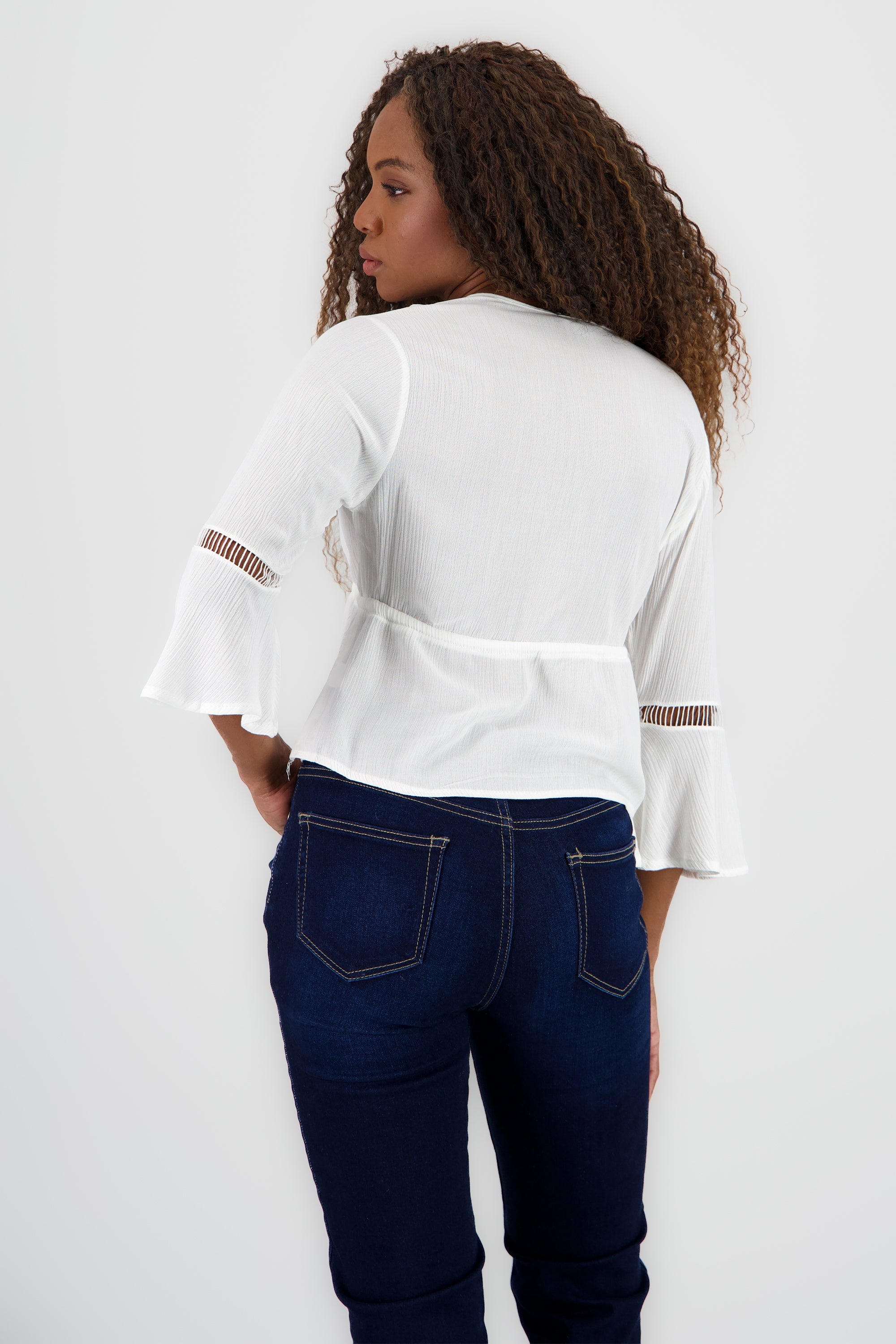 Blusa amarre detalle mangas BLANCO