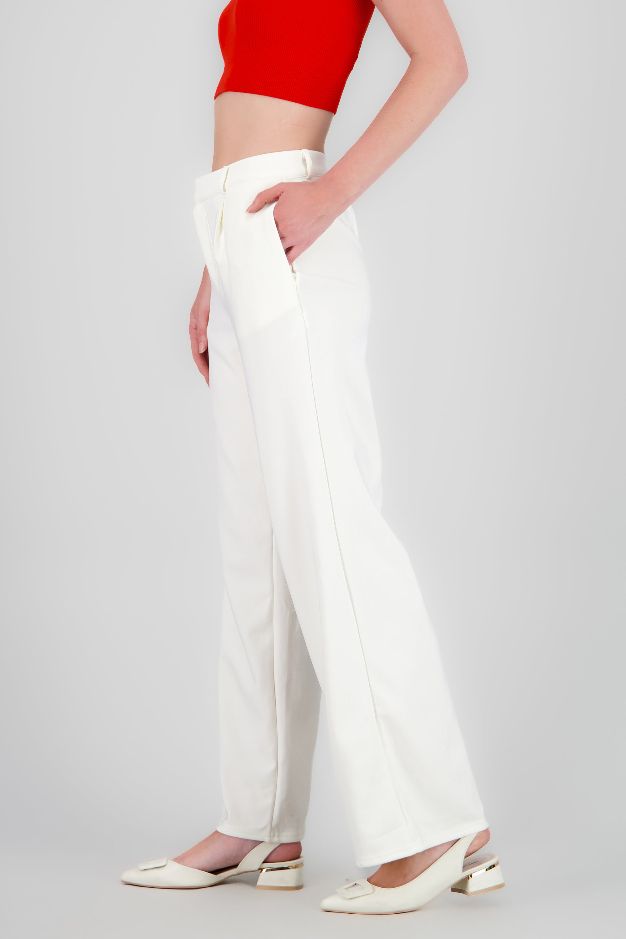 Pantalon amplio liso BLANCO