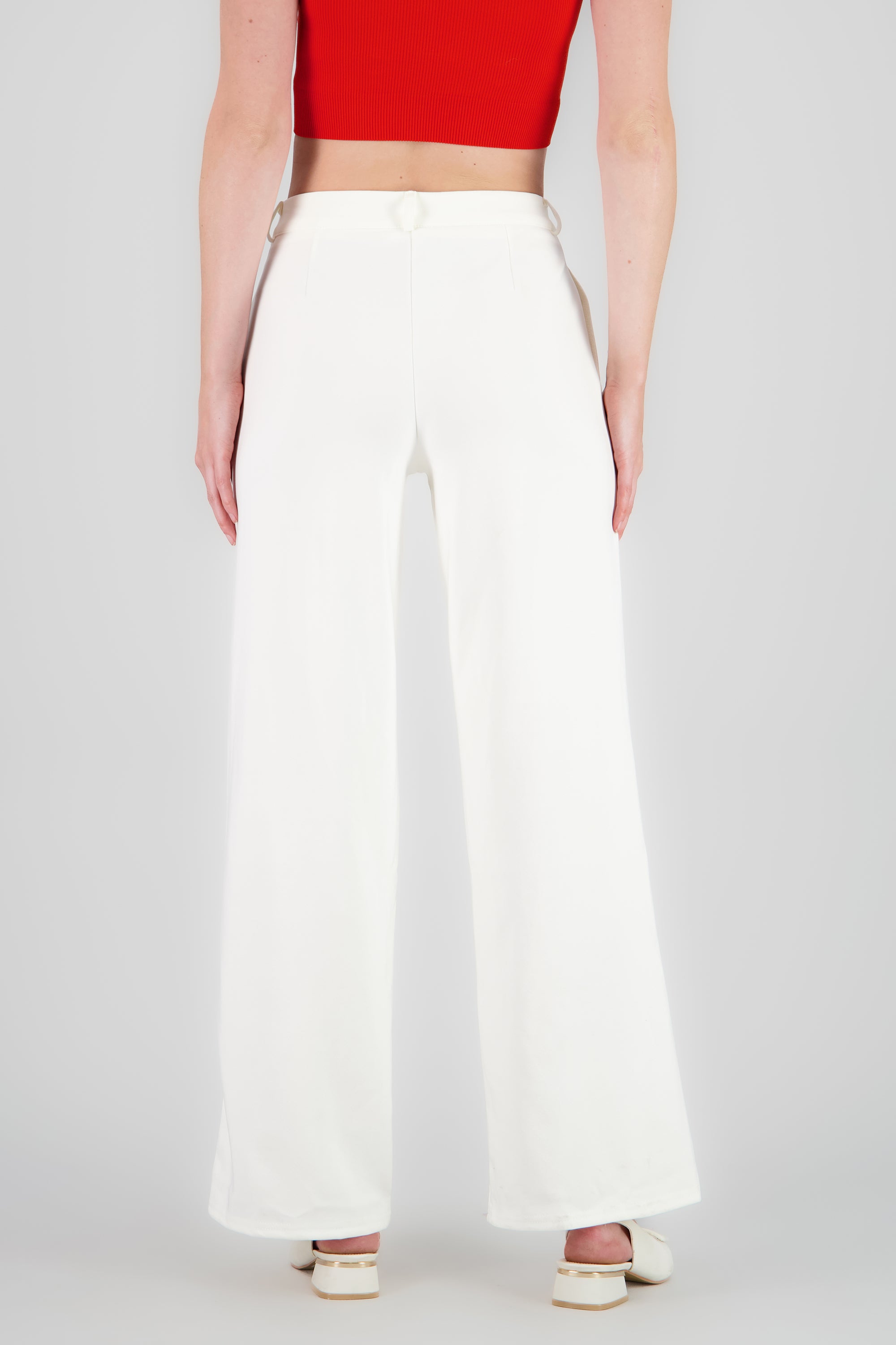 Pantalon amplio liso BLANCO