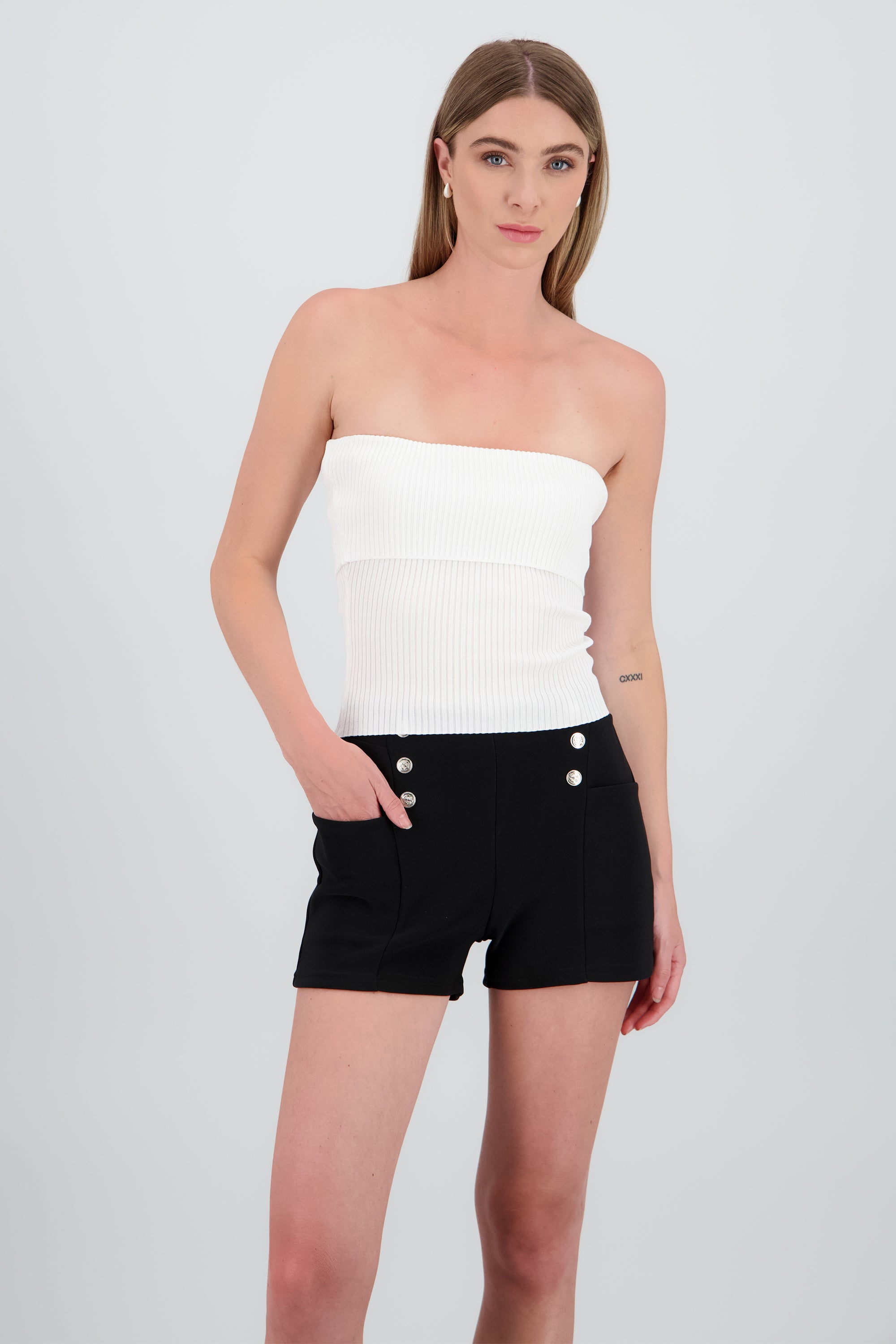 Top strapless con dobles BLANCO