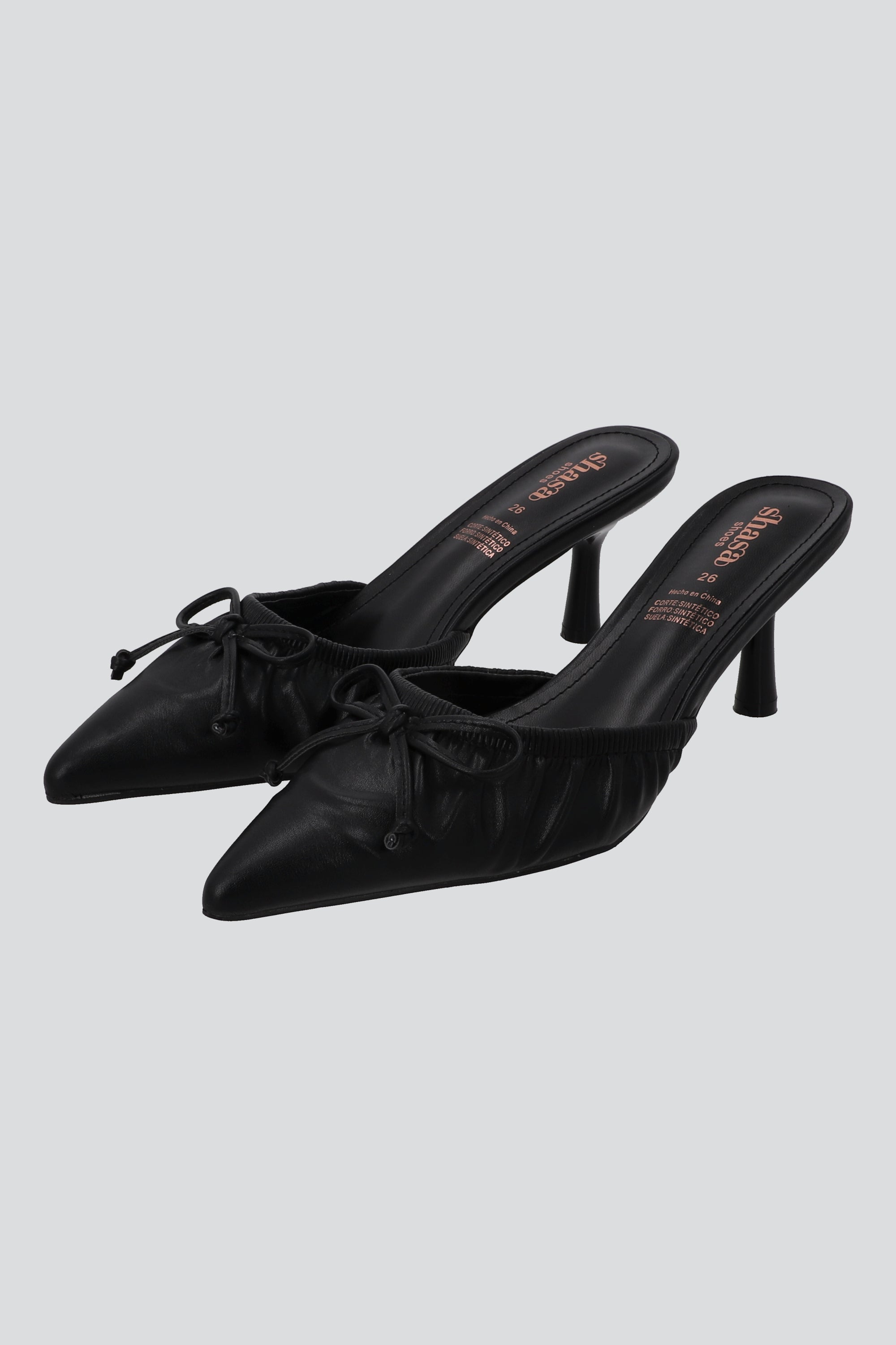Tacon pointy plisado moño NEGRO