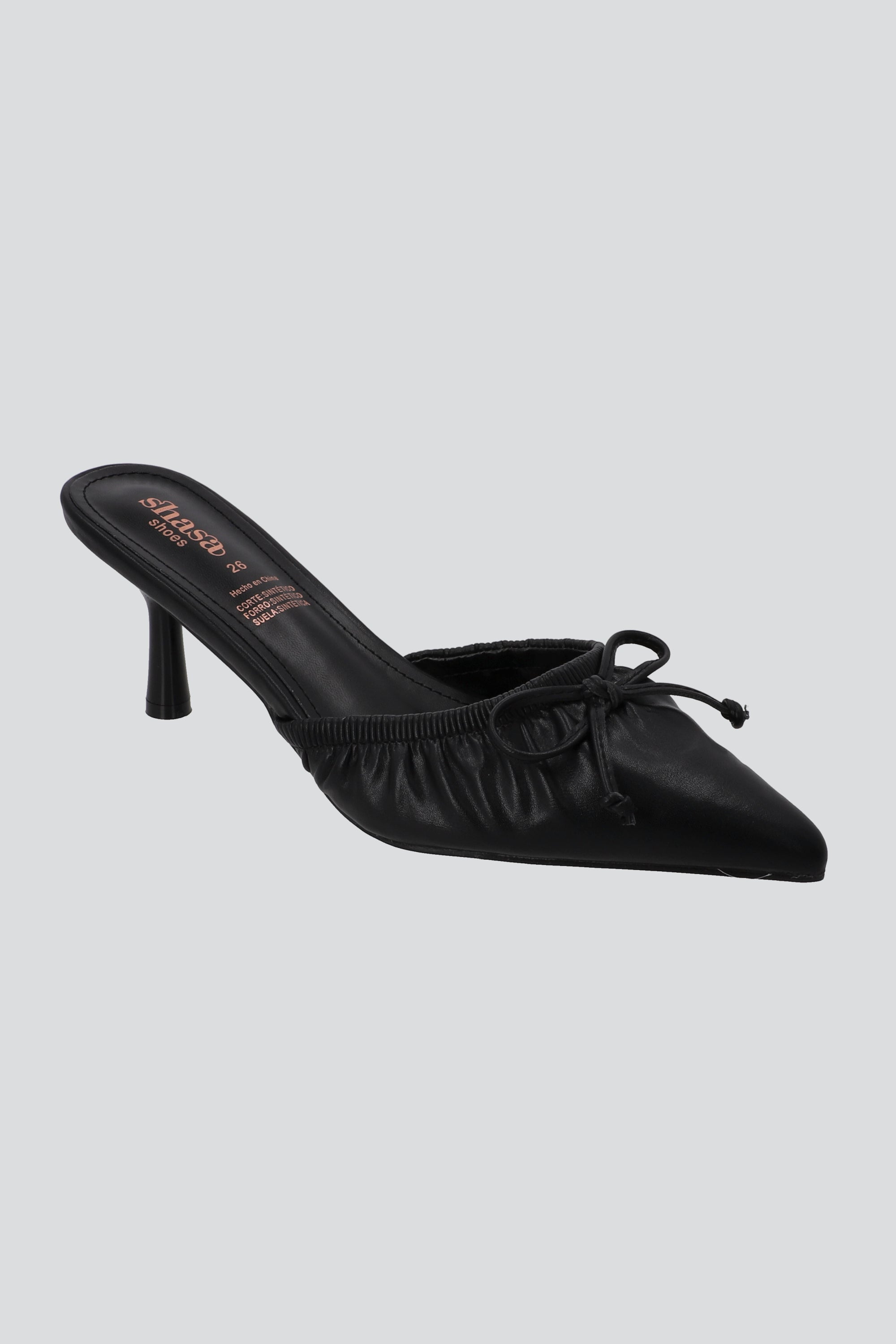 Tacon pointy plisado moño NEGRO