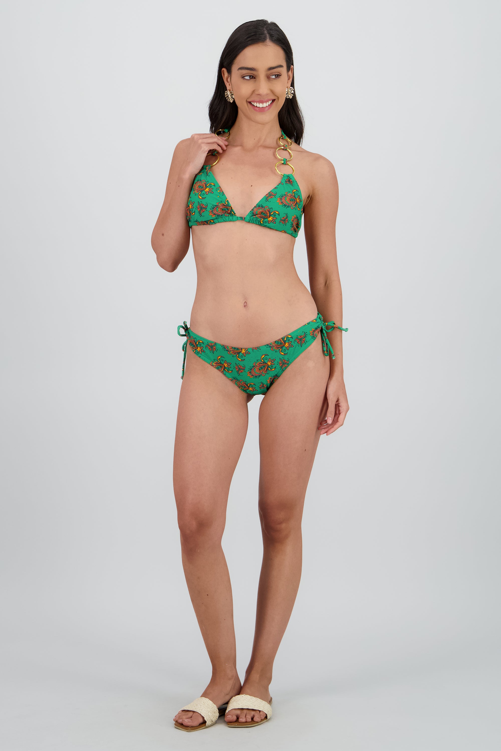 Bikini aros salida de baño estampado VERDE COMBO