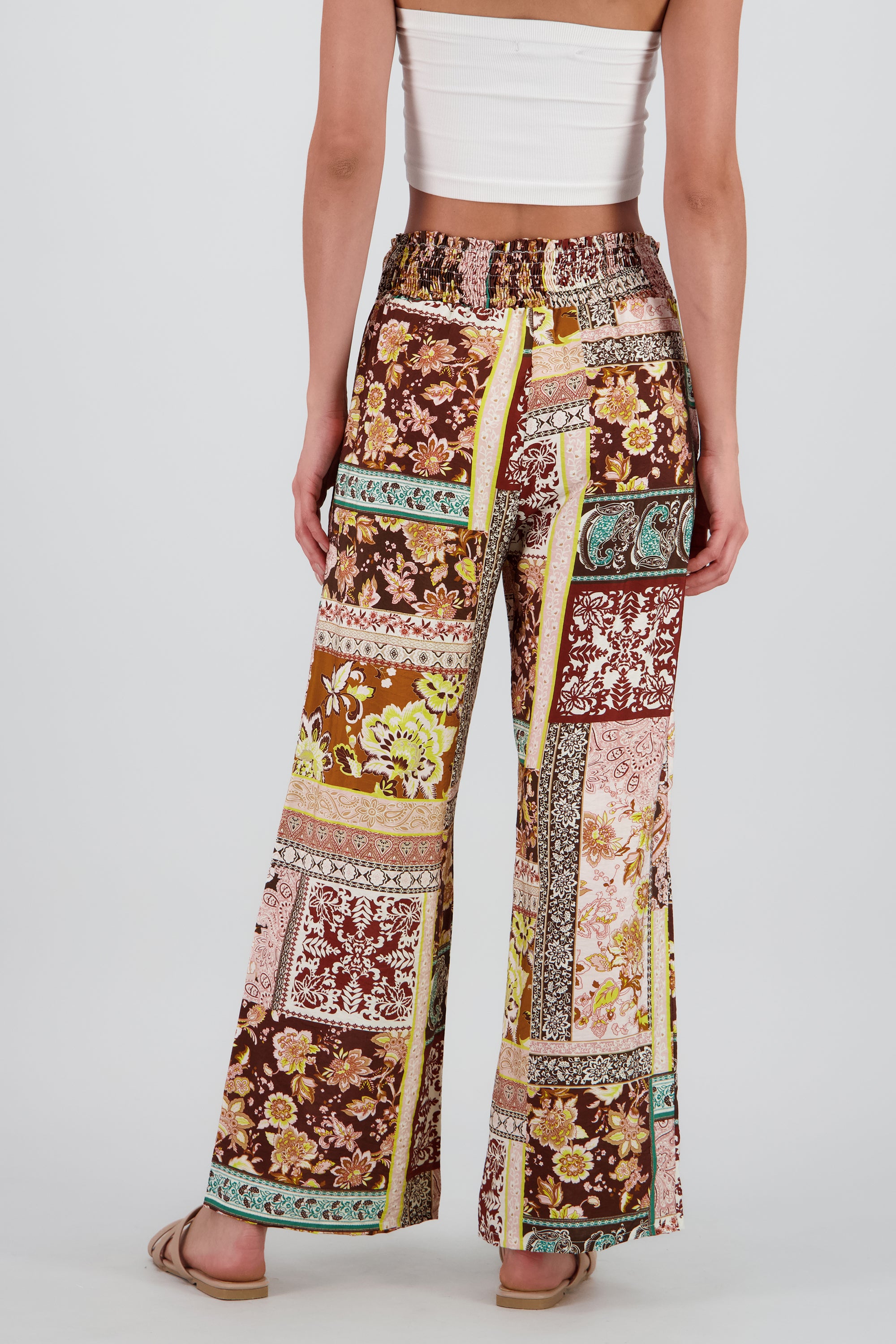 Pantalon amplio smock pretina VINO COMBO