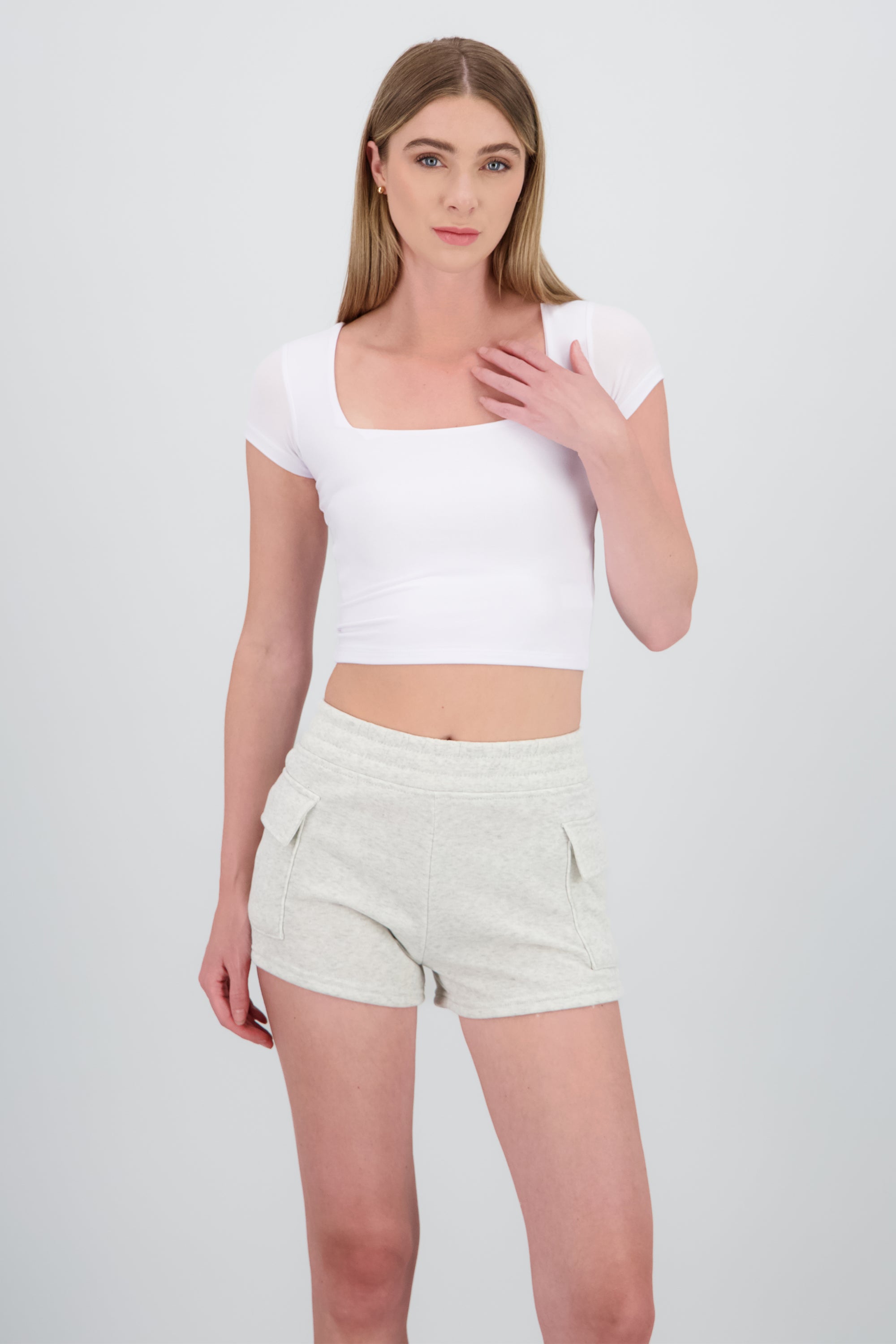 Top escote cuadrado manga corta BLANCO