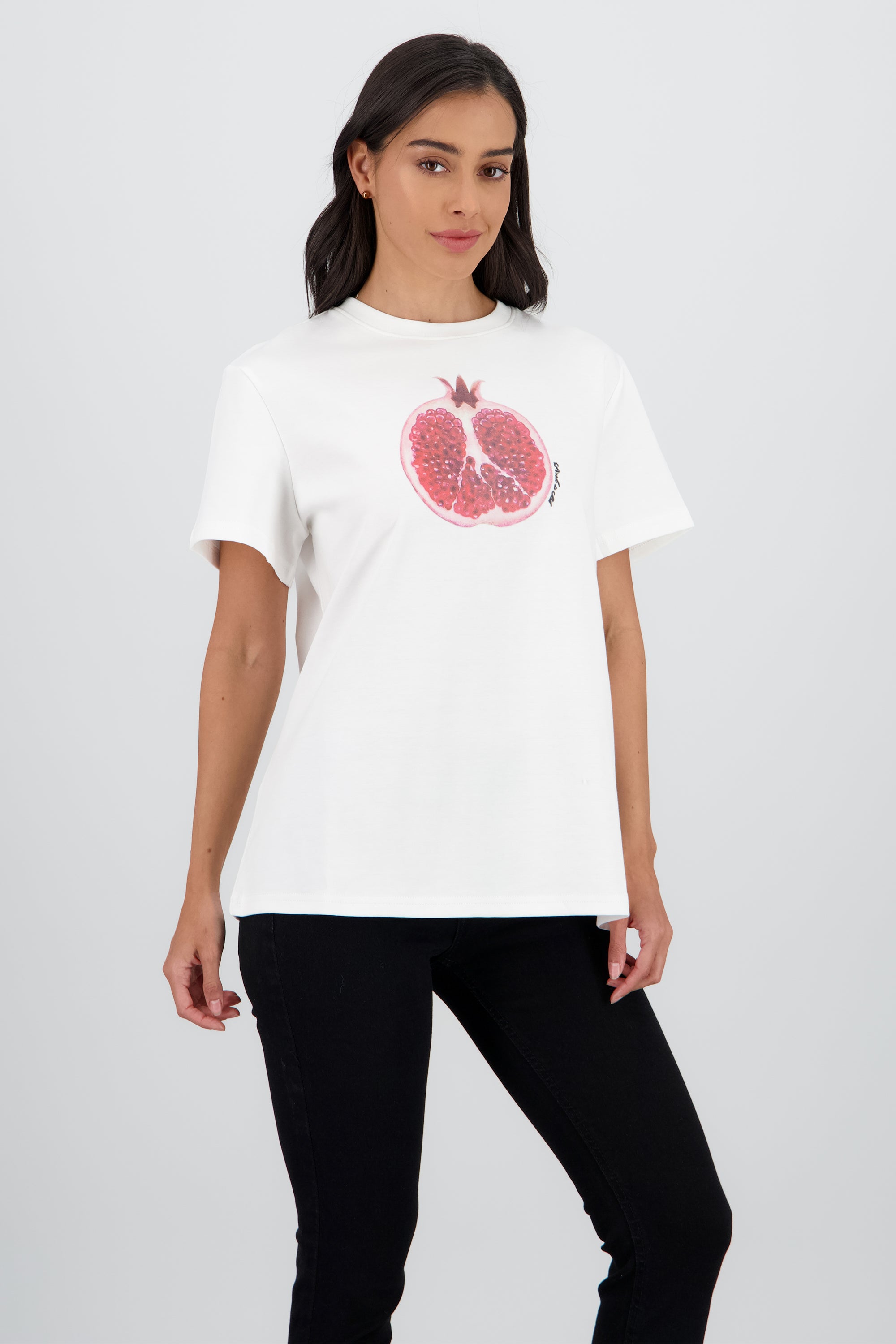 Playera oversize manga corta estampado granada BLANCO