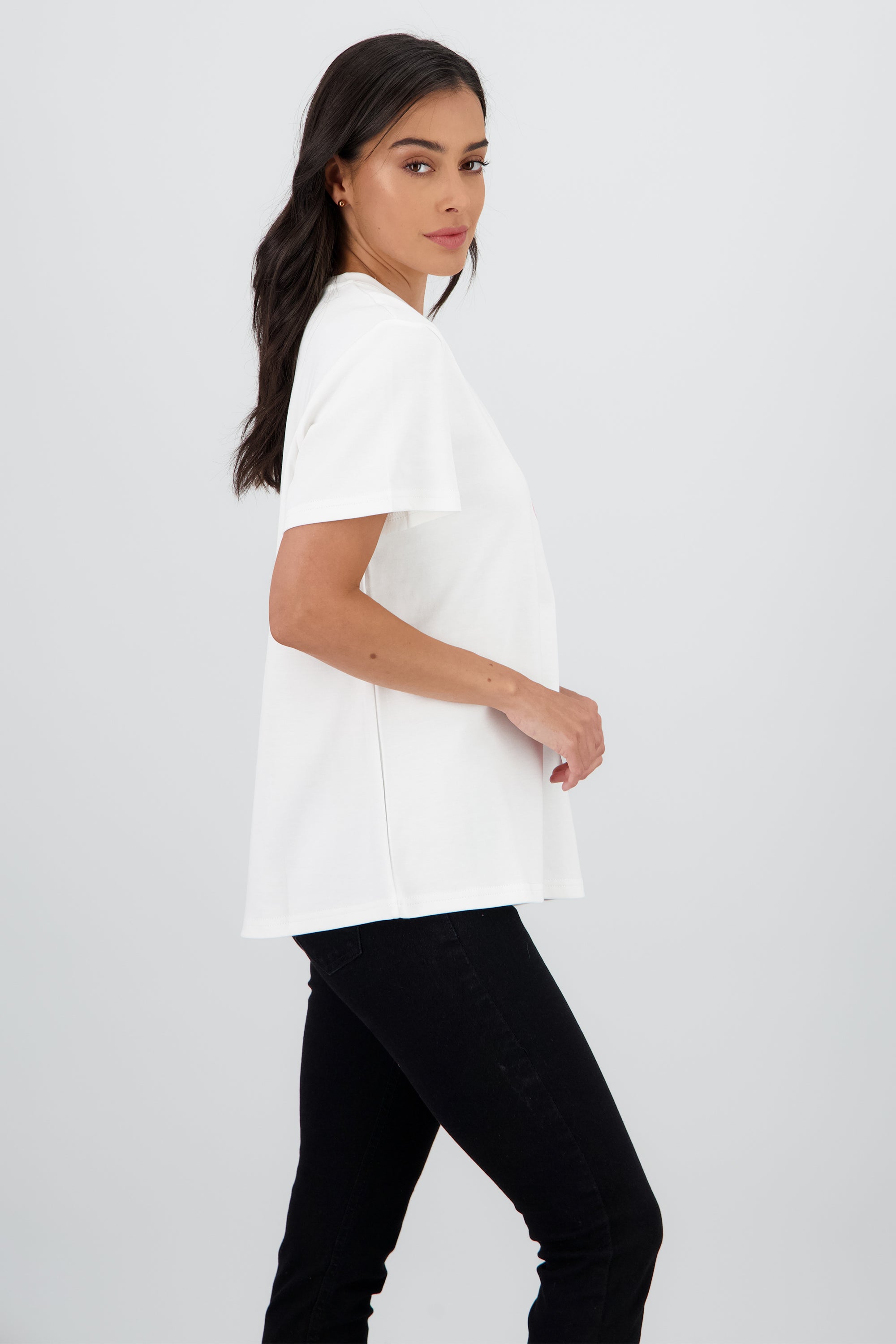 Playera oversize manga corta estampado granada BLANCO