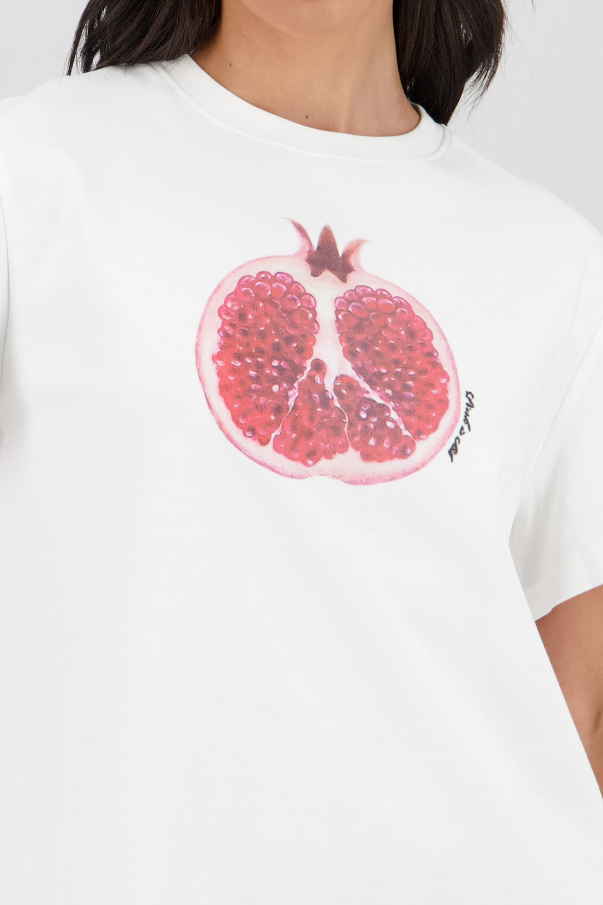 Playera oversize manga corta estampado granada BLANCO