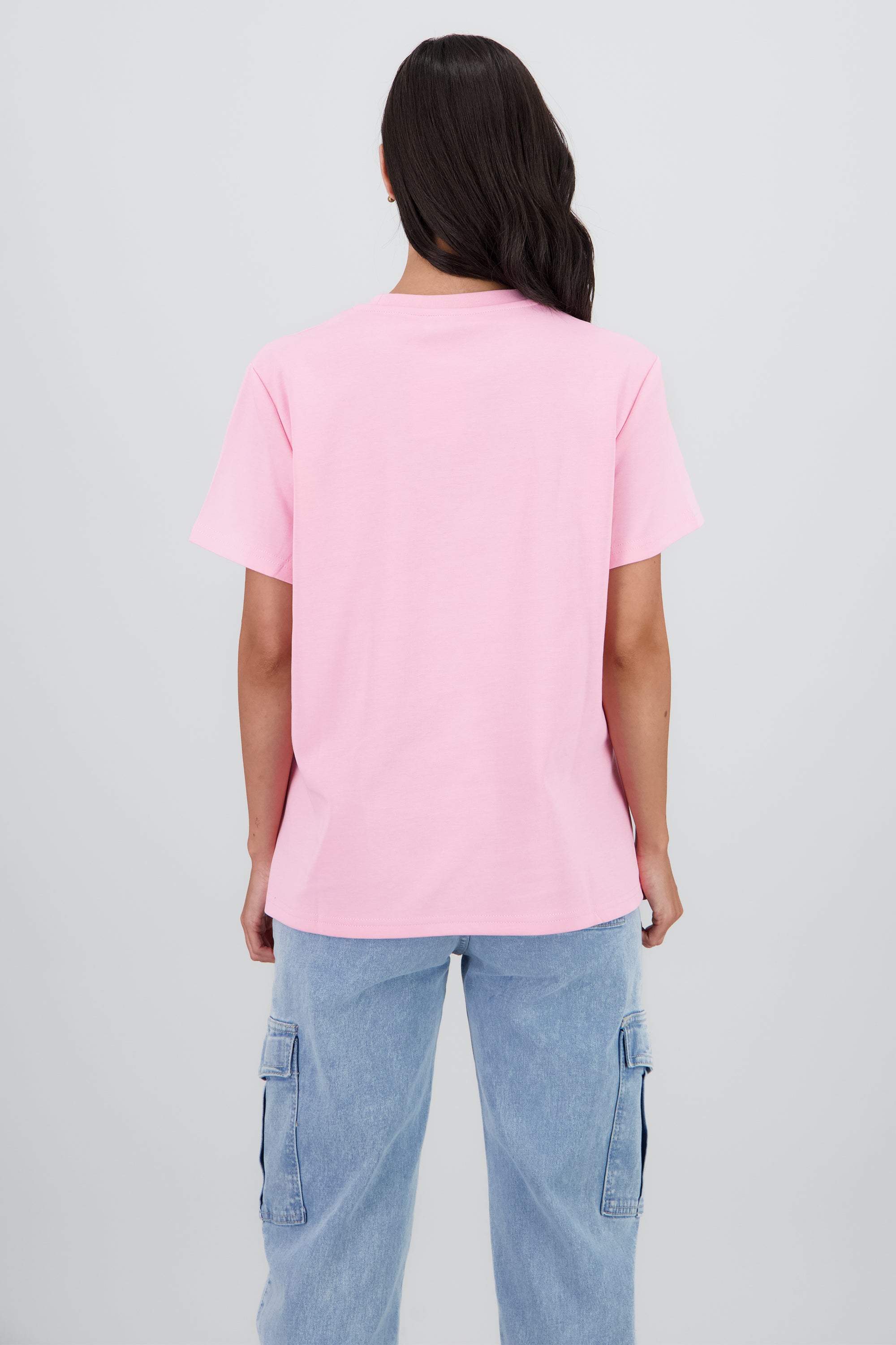 Playera oversize manga corta estampado granada ROSA