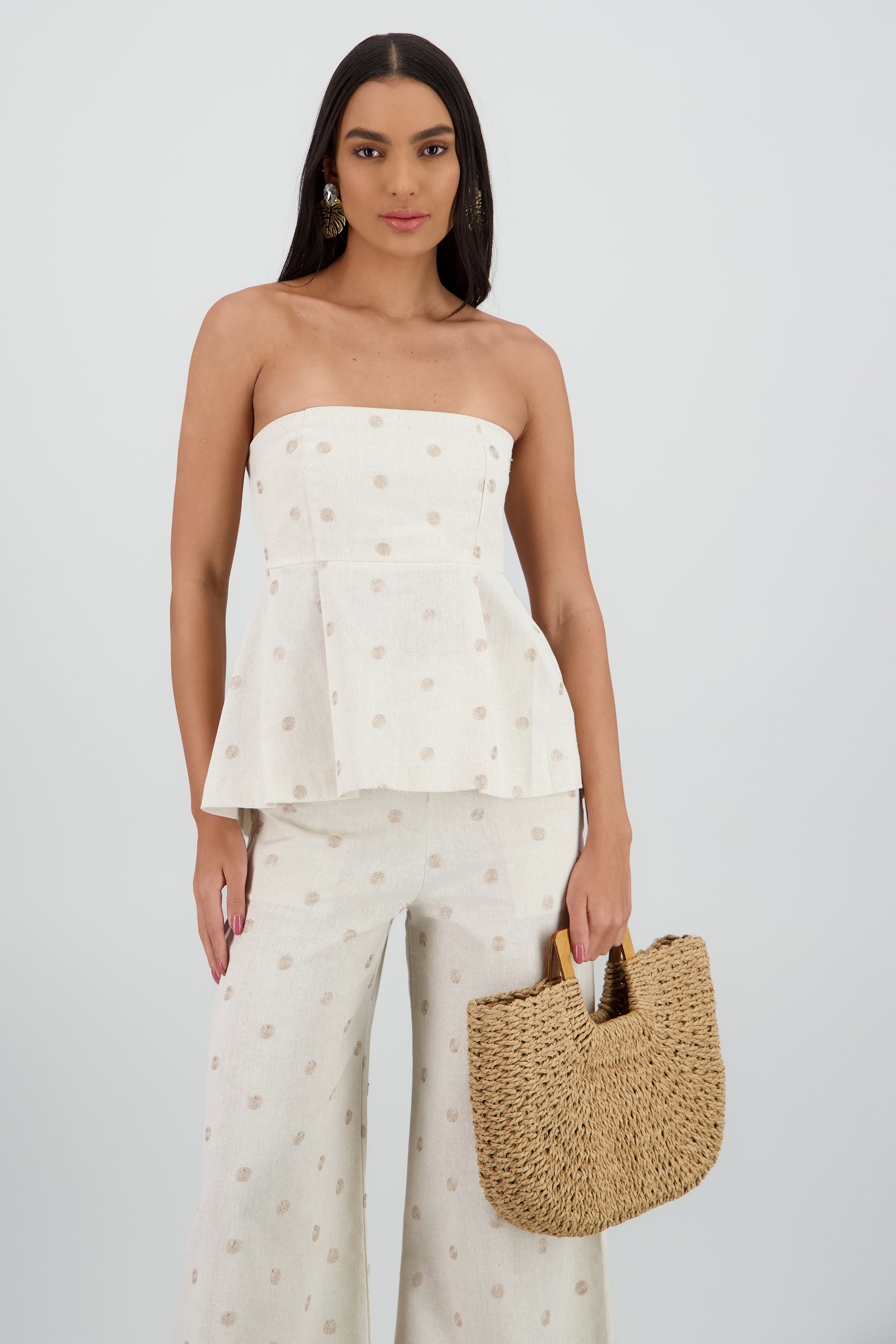 Top strapless polkadots BEIGE