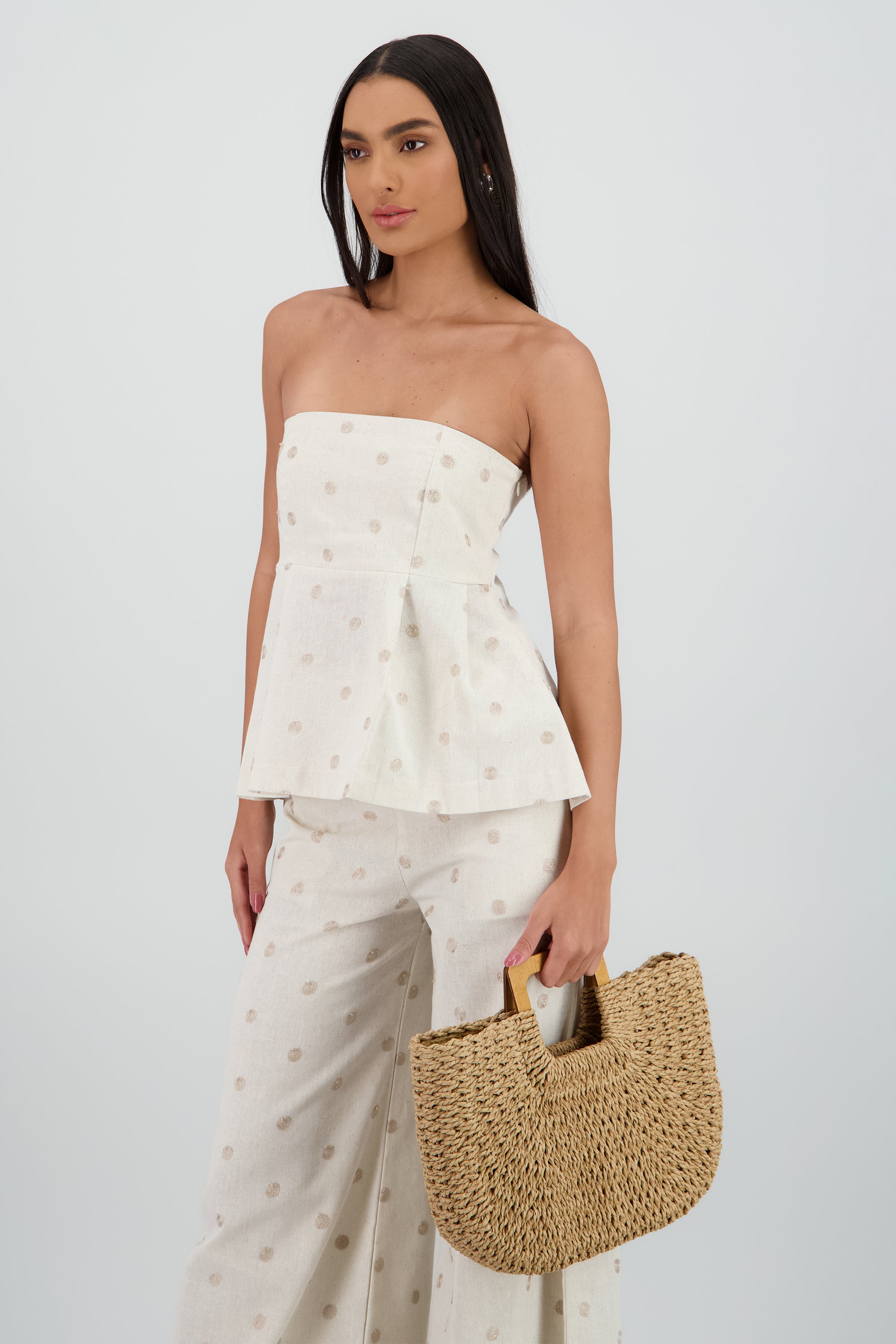 Top strapless polkadots BEIGE