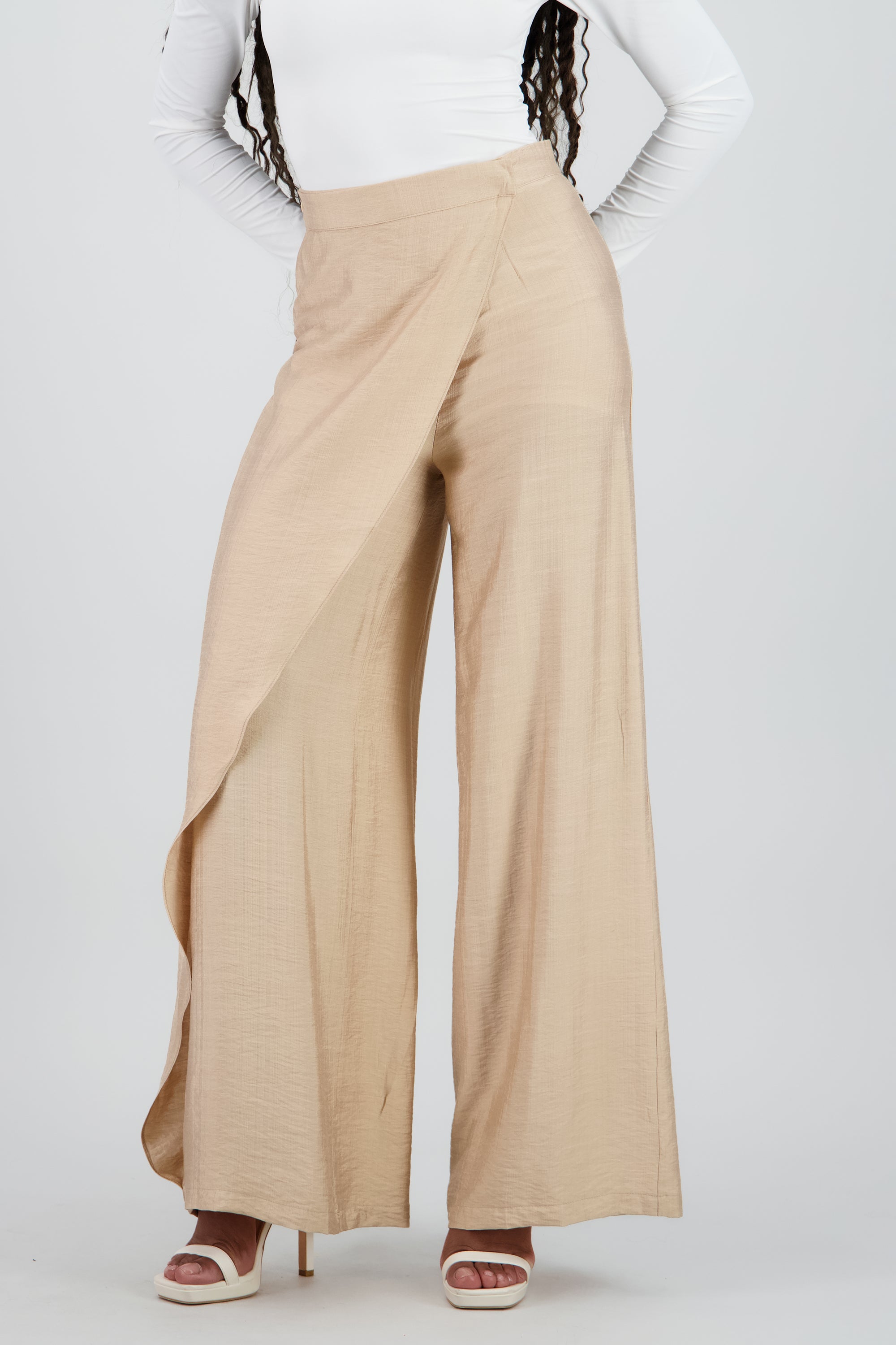 Pantalon envolvente fluido BEIGE