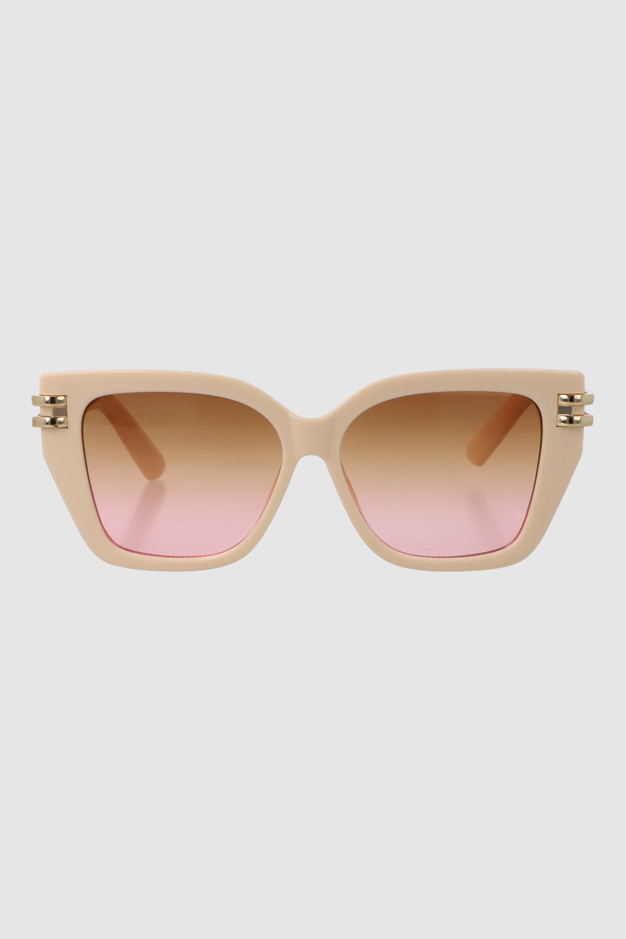 Lente cuadrado cateye con detalle metalico CREMA