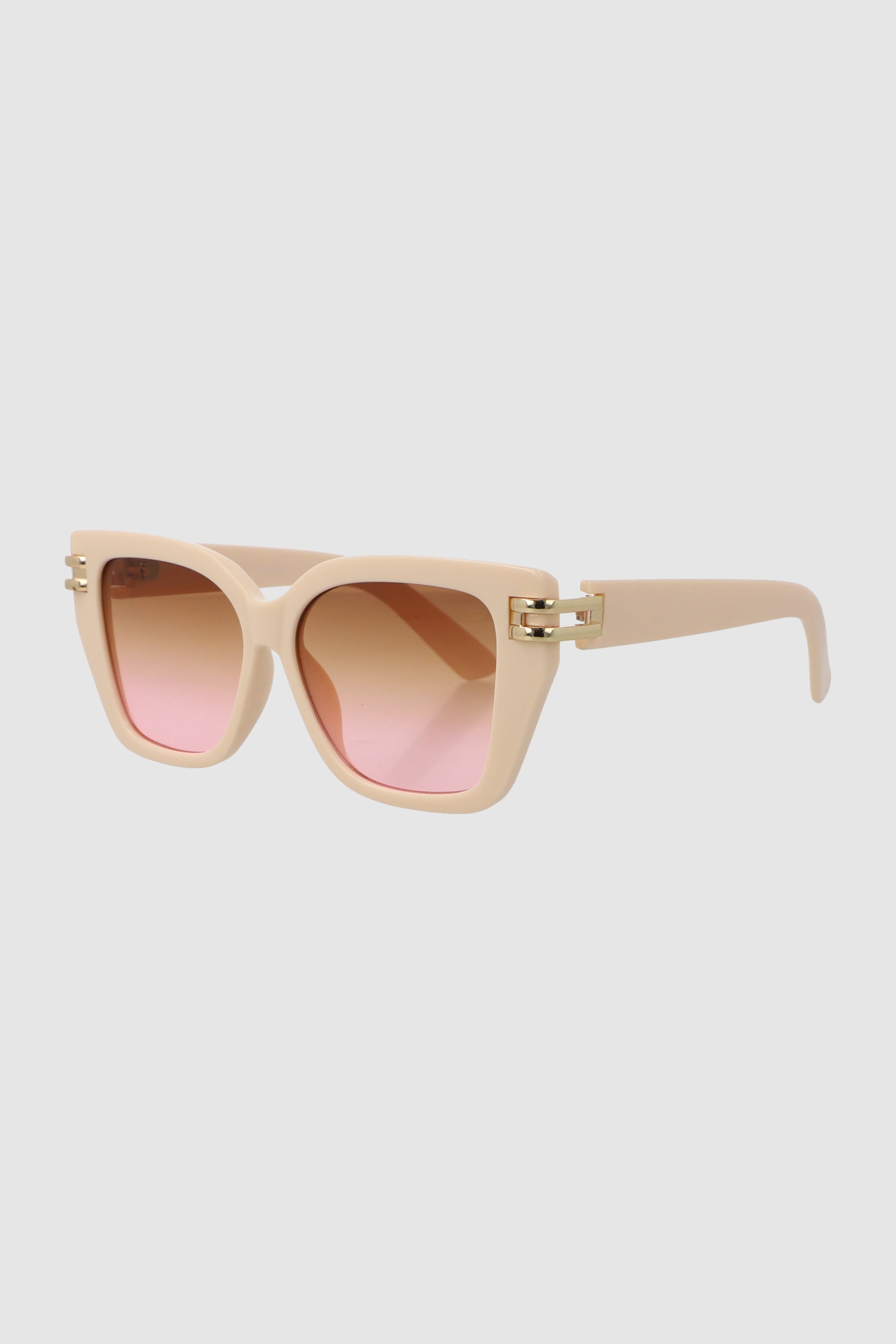 Lente cuadrado cateye con detalle metalico CREMA