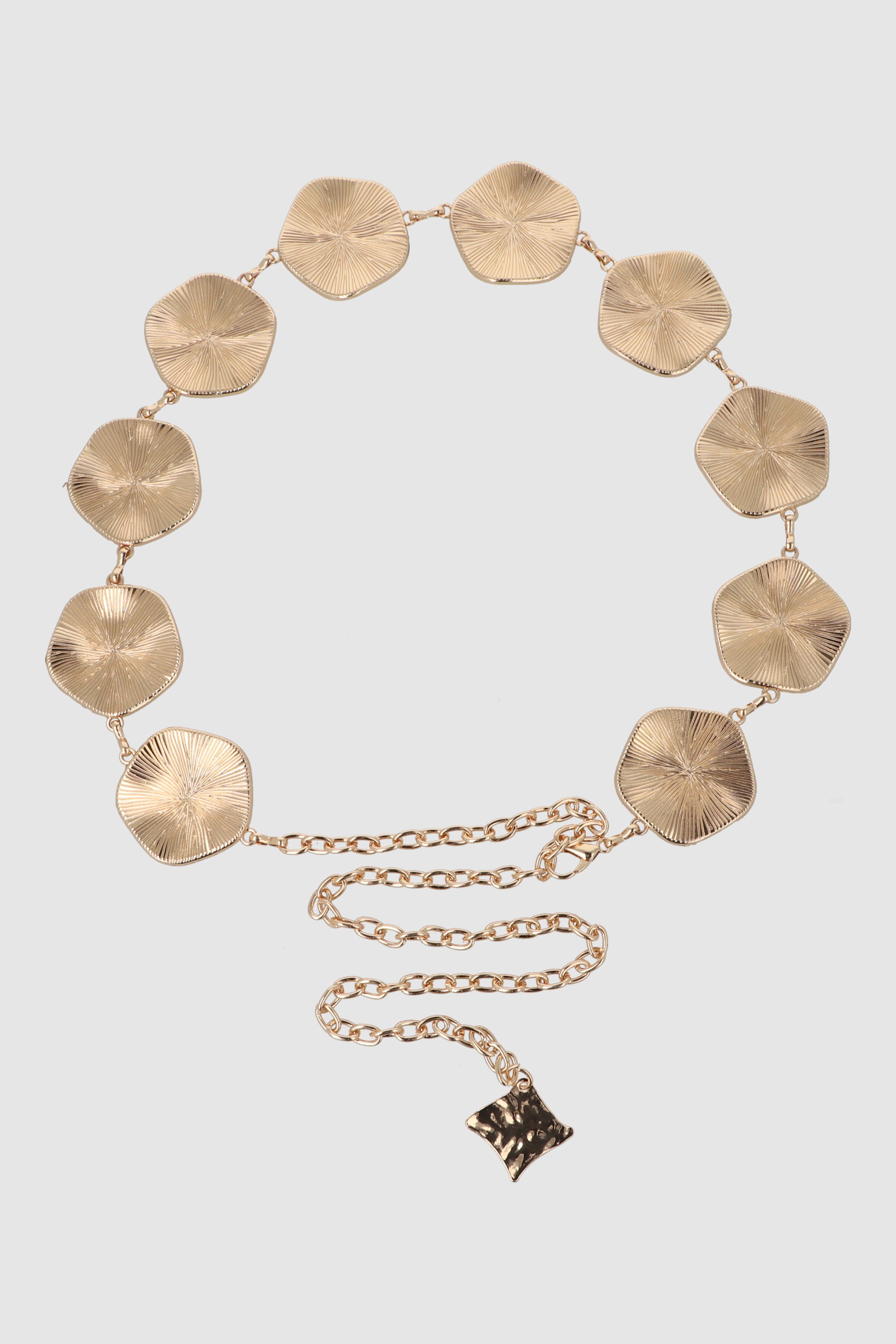 Cinturon cadena bloques con textura dorado ORO