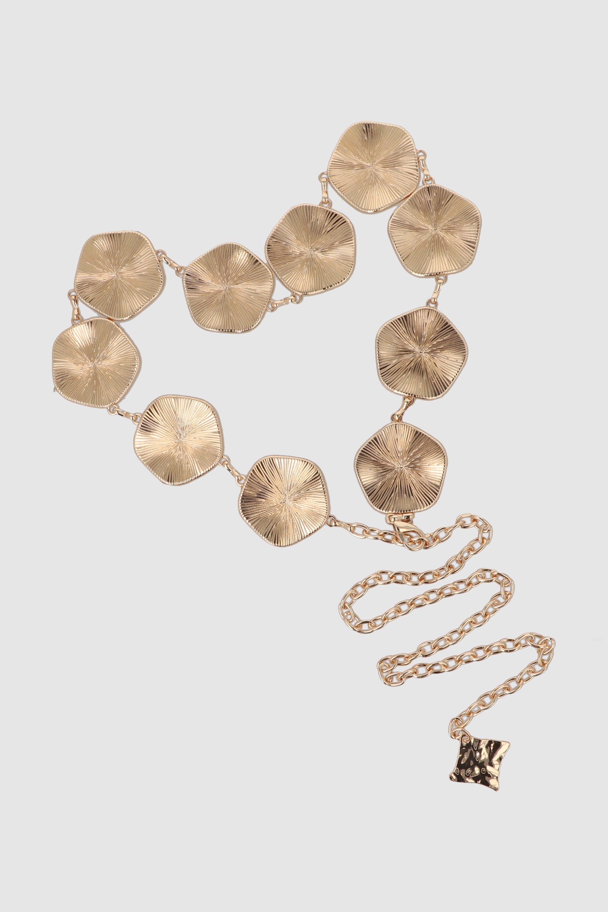 Cinturon cadena bloques con textura dorado ORO