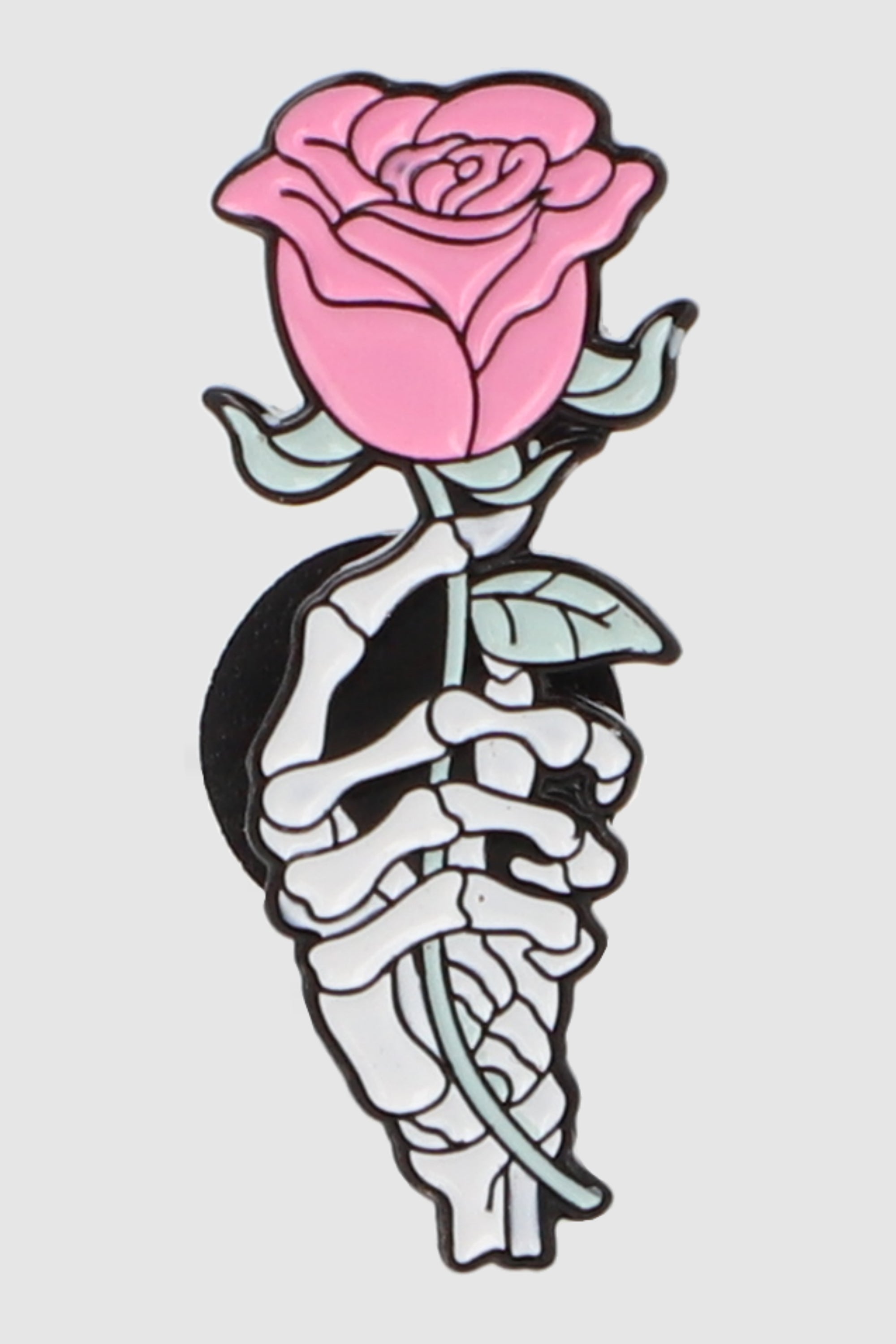 Pin calaca y rosa BLANCO