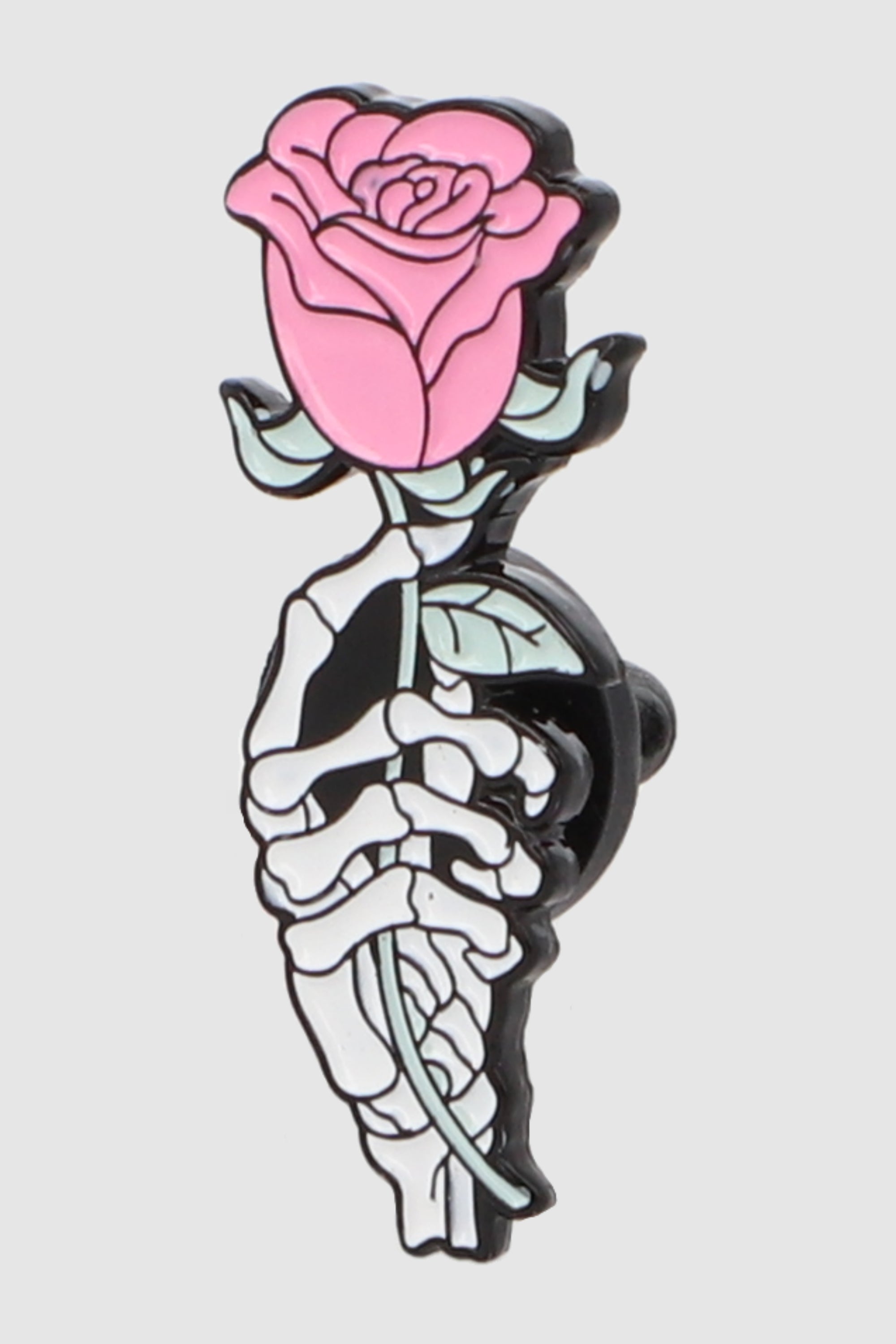 Pin calaca y rosa BLANCO