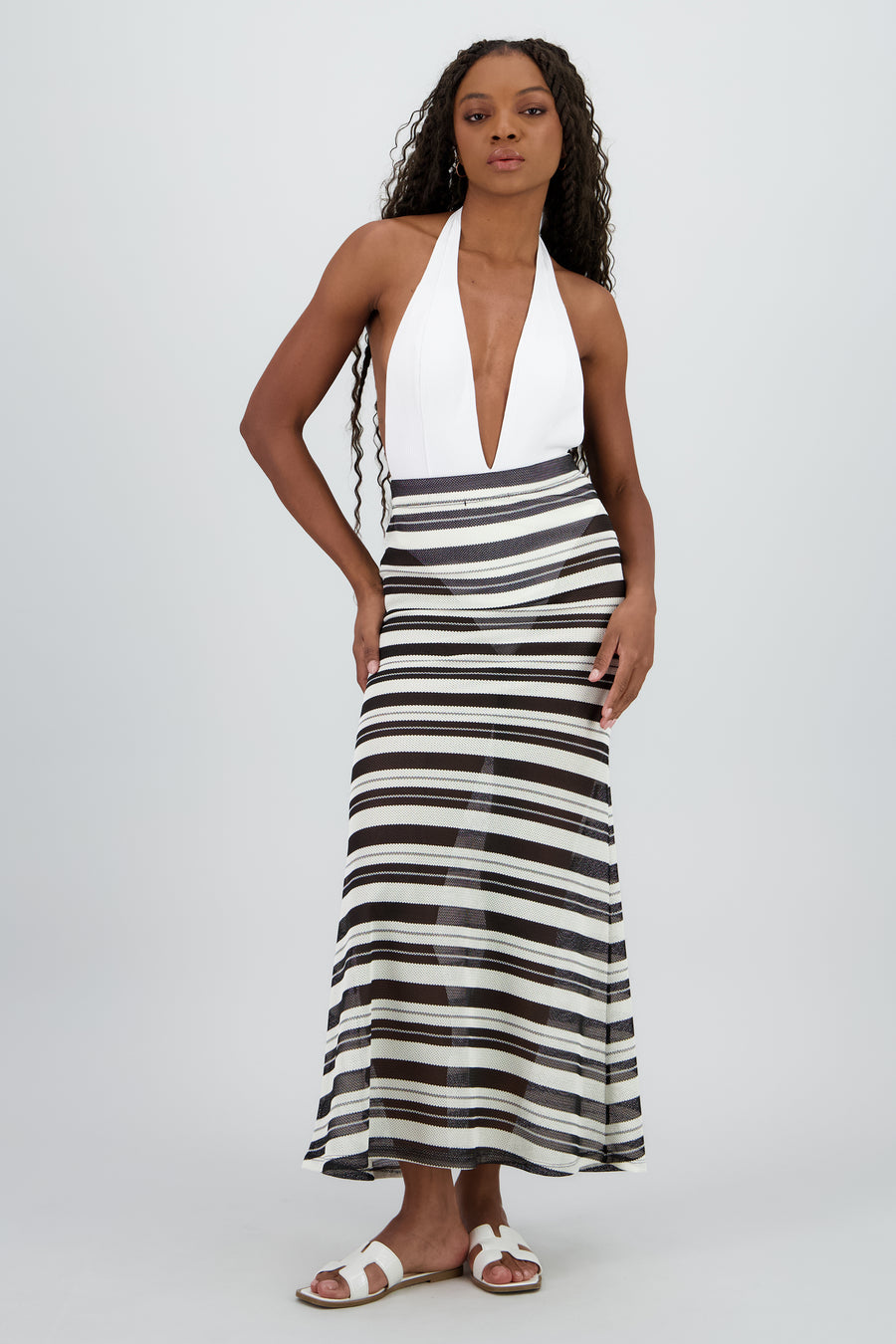 Falda maxi red ligera rayas