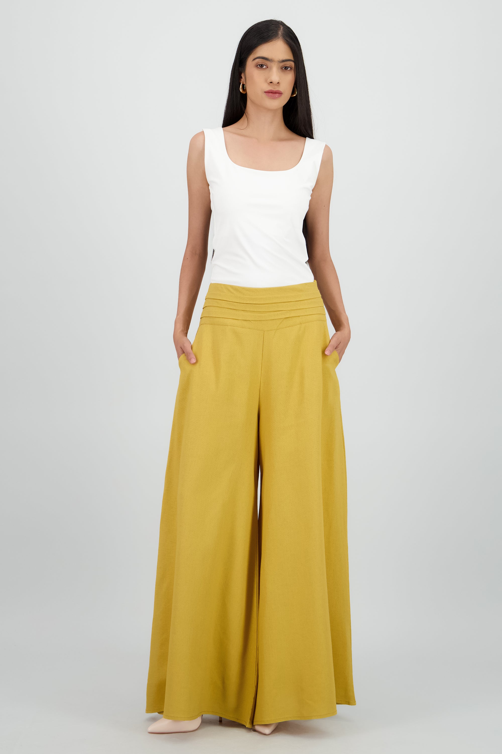 Pantalones pretina CAMELLO