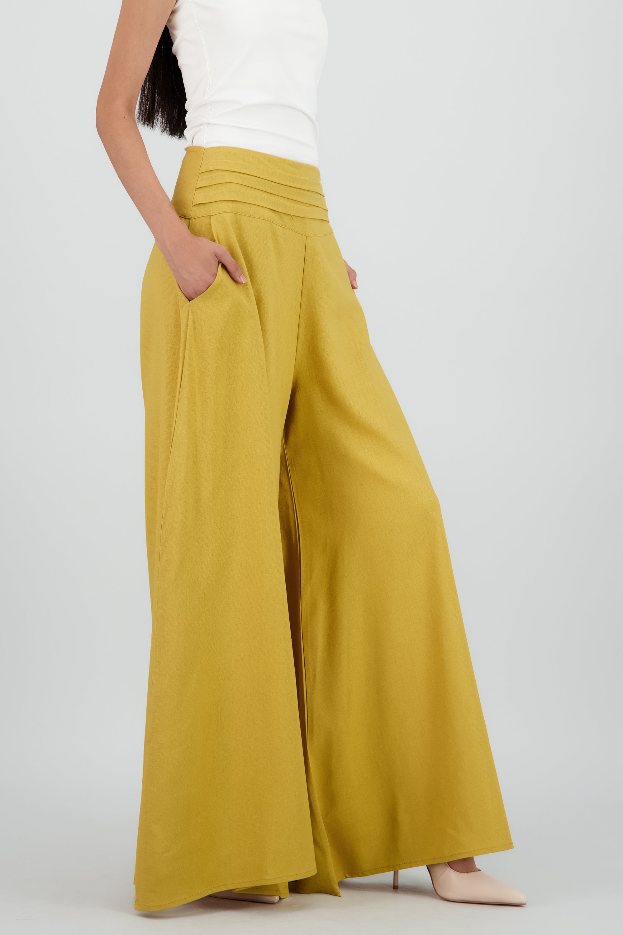 Pantalones pretina CAMELLO
