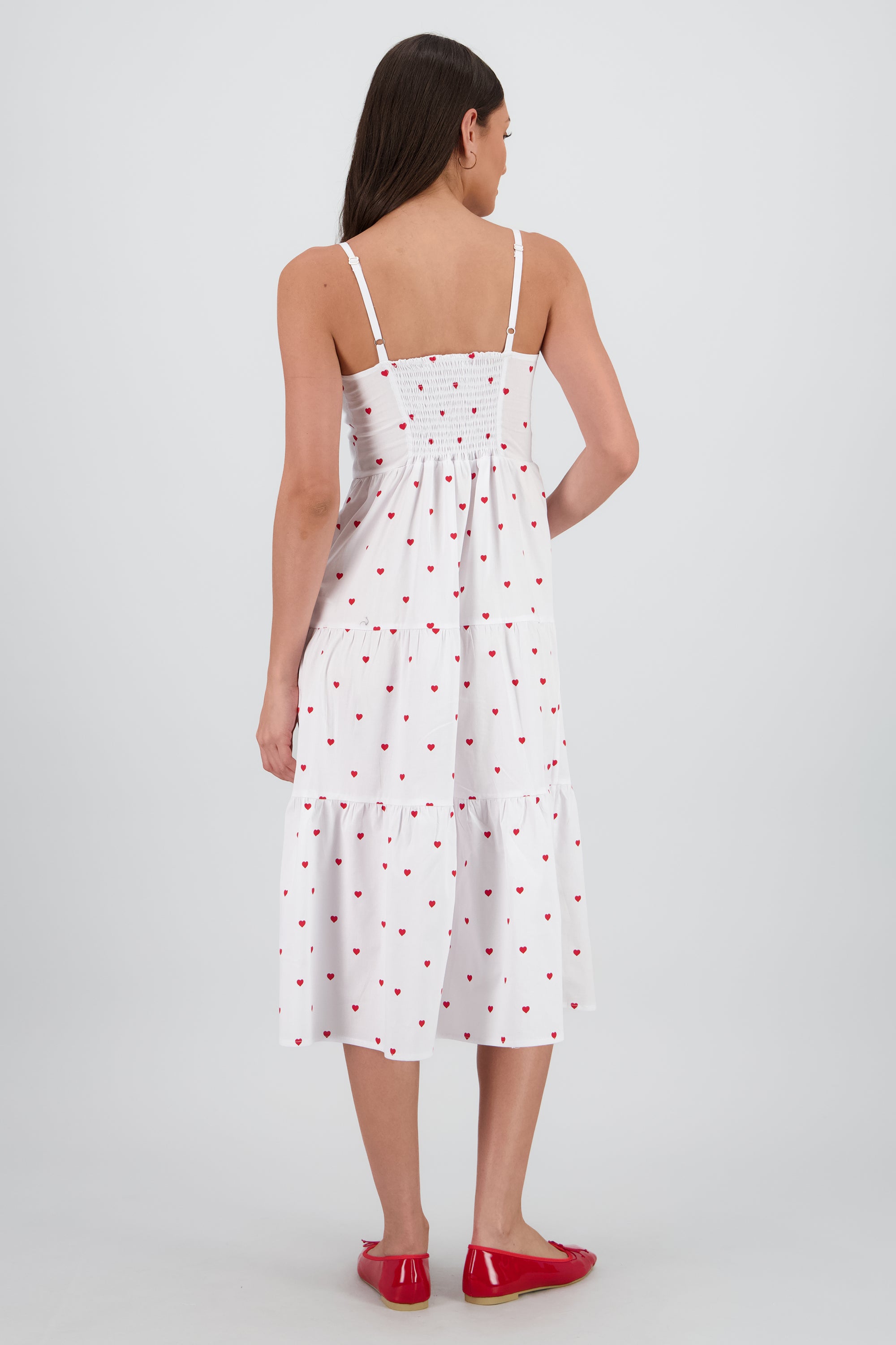 Vestido midi tirantes moño corazones BLANCO COMBO