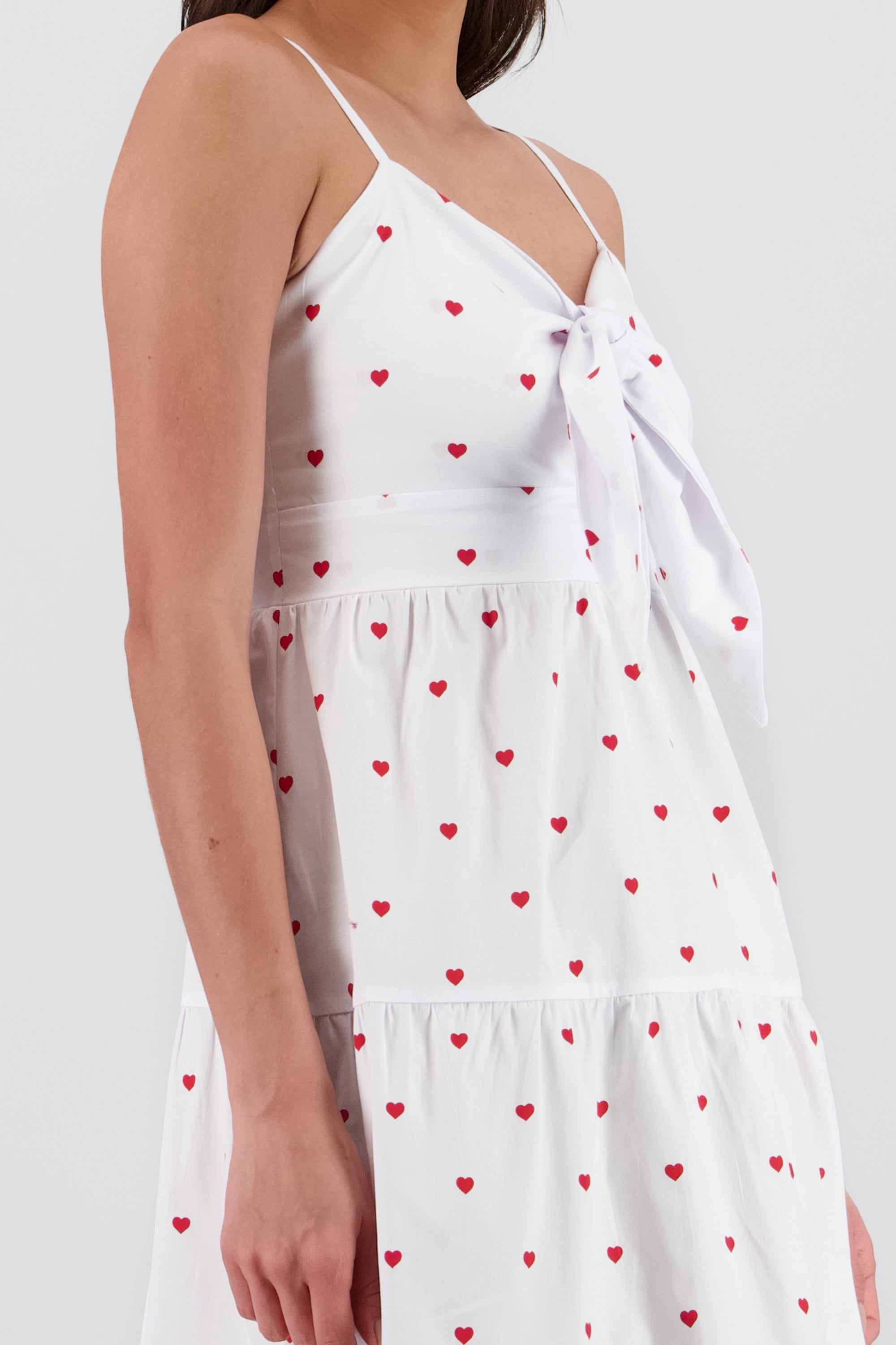 Vestido midi tirantes moño corazones BLANCO COMBO