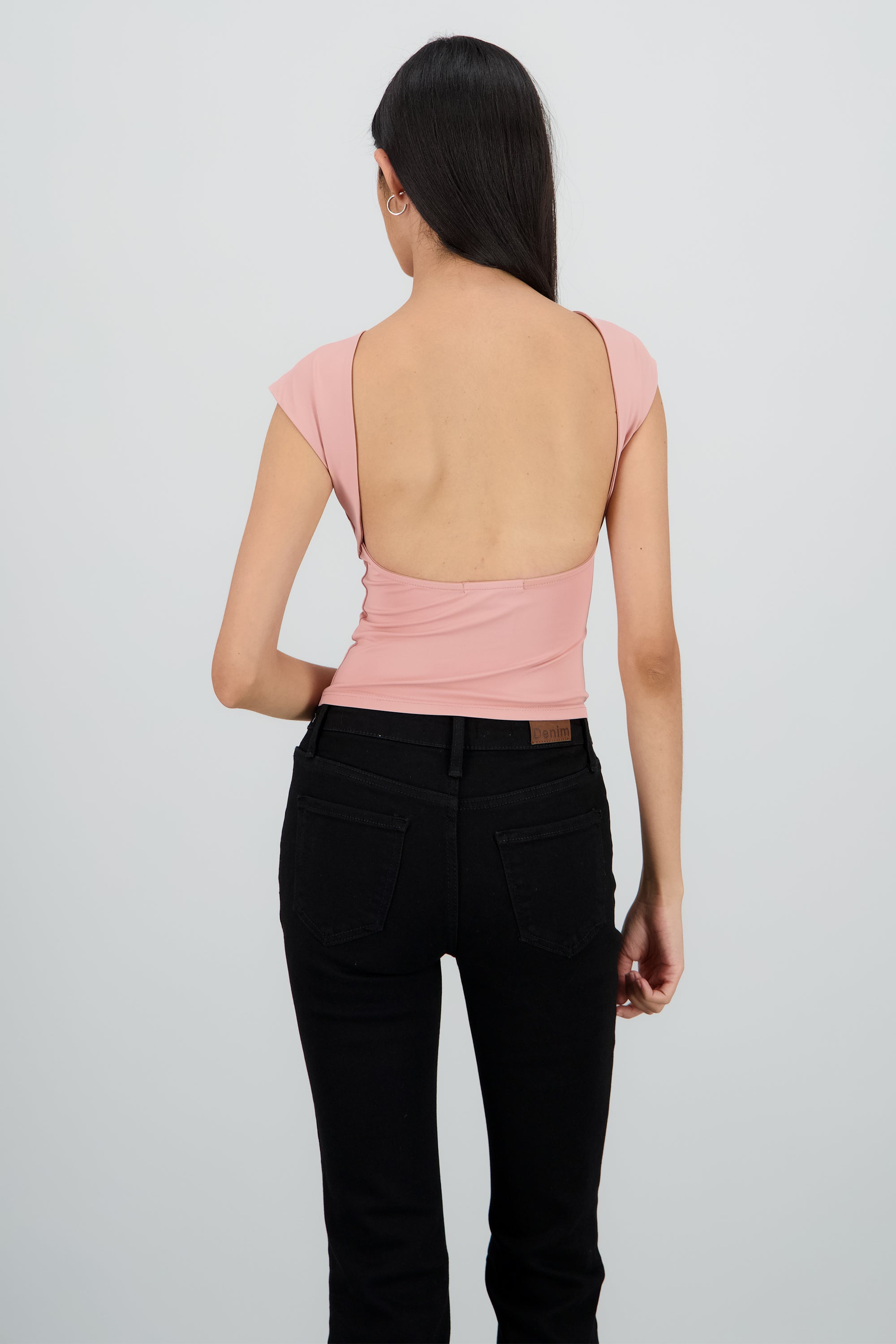 Top manga corta escote espalda ROSA PASTEL