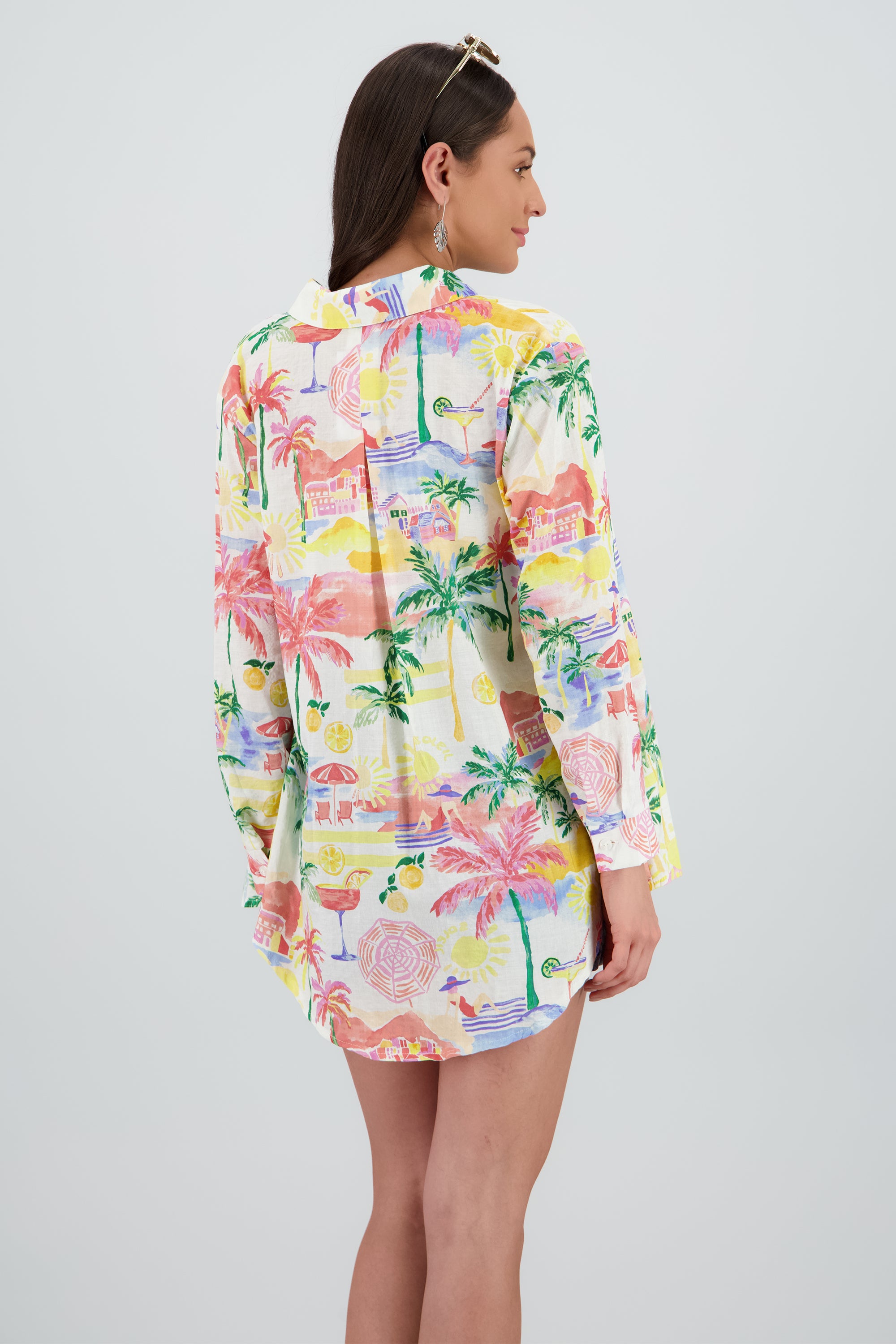 Camisa manga larga oversize detalle botones BLANCO COMBO