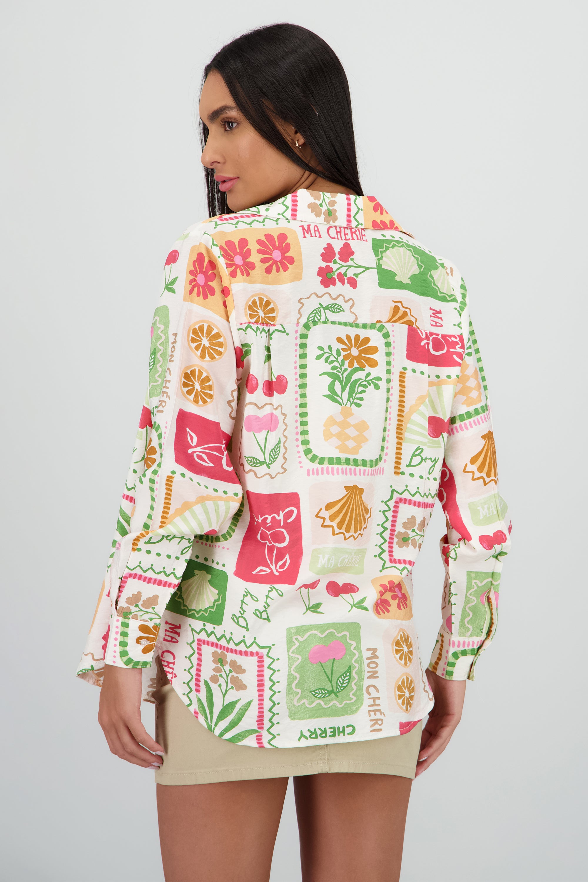 Camisa oversize manga larga detalle botones MULTICOLOR