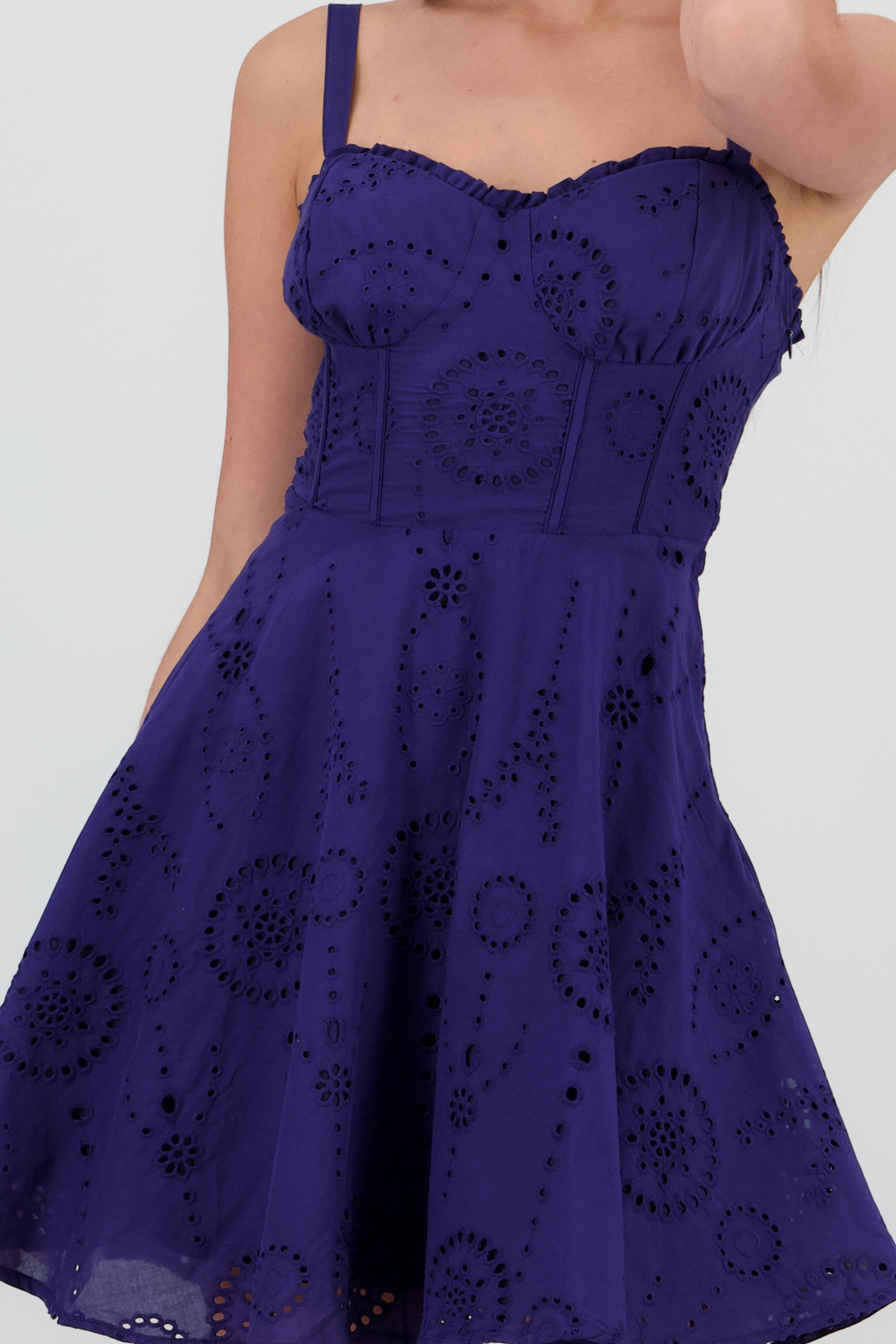 Vestido mini eyelet tirantes MARINO