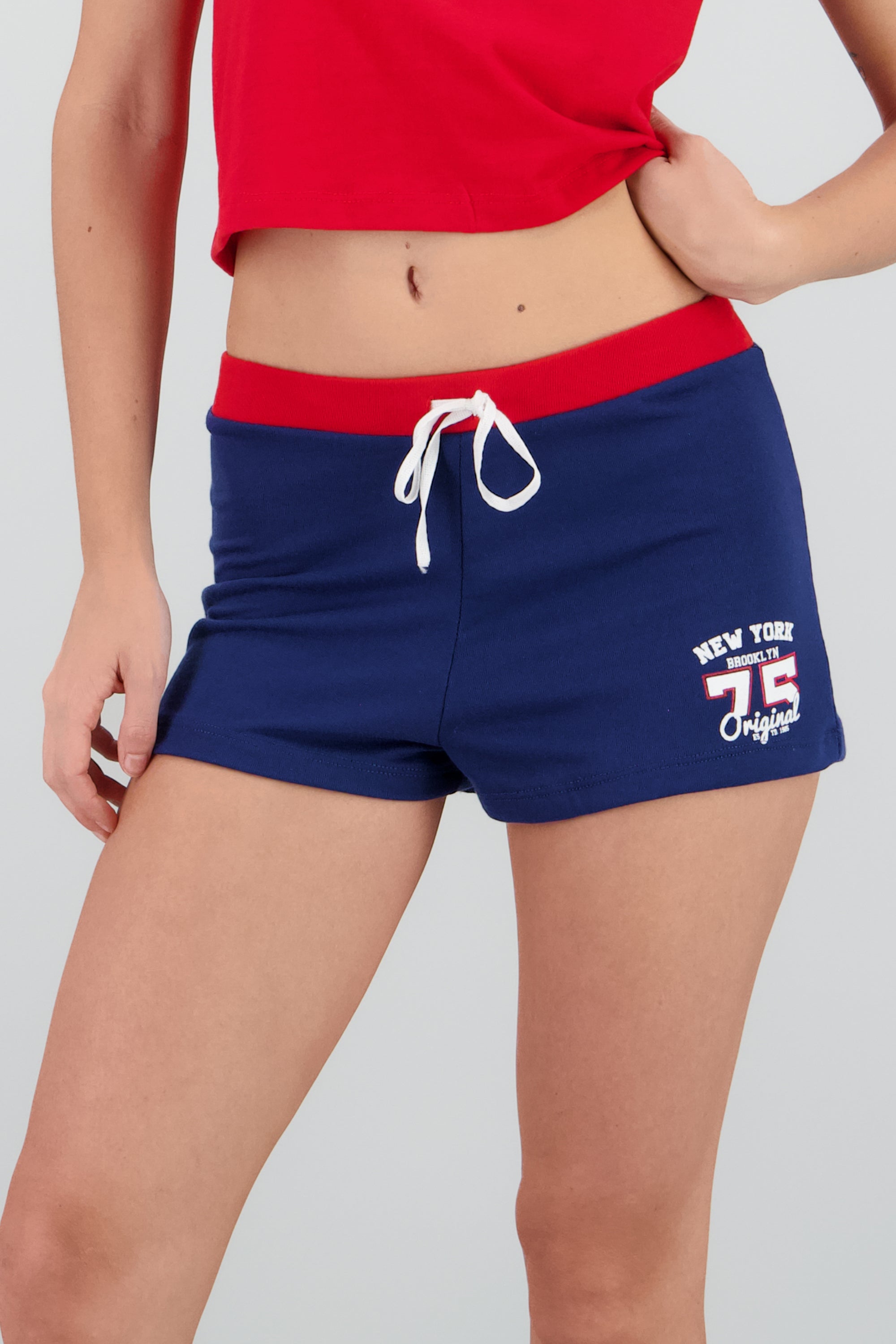 Short corto color block estampado ROJO COMBO