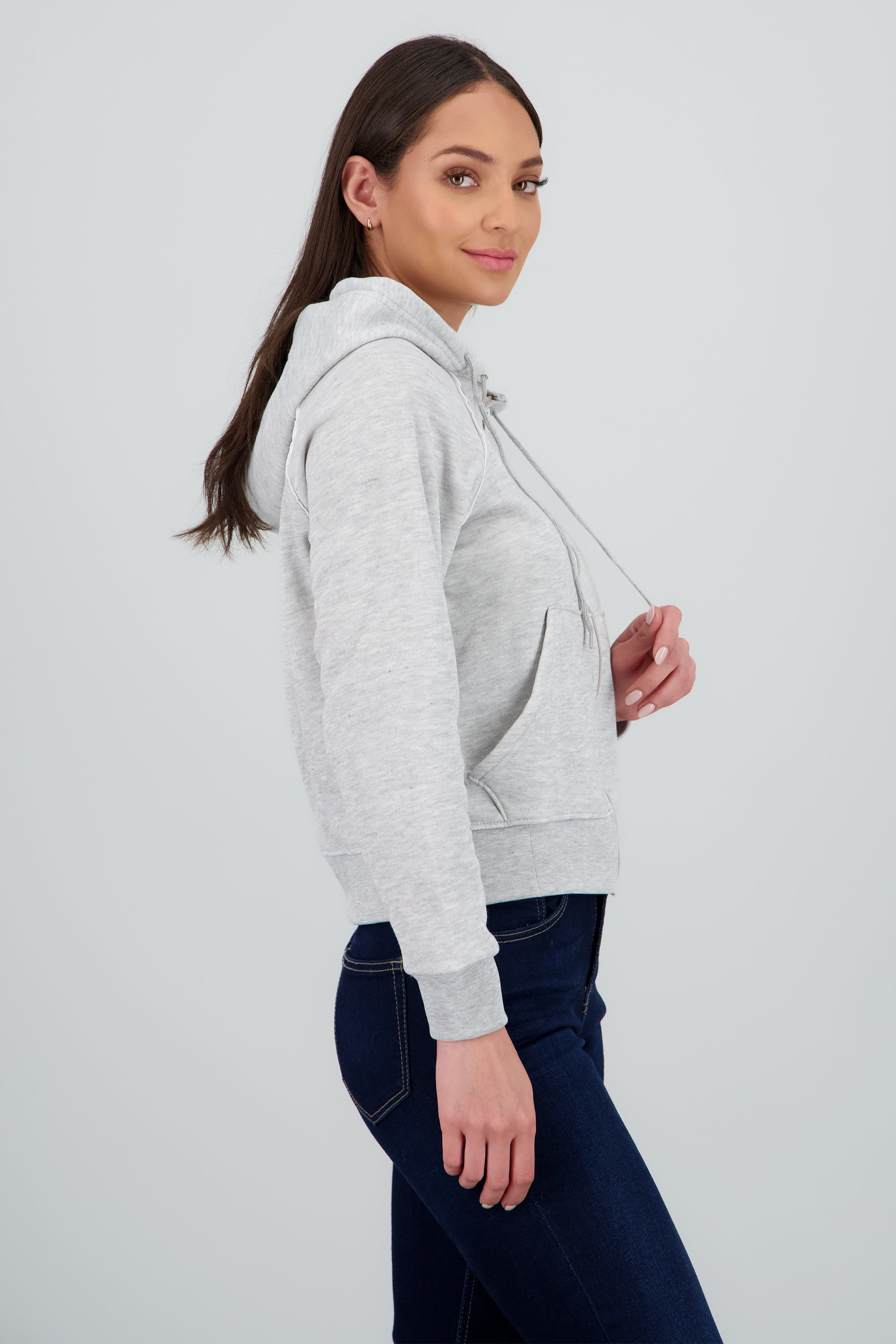 Sudadera cierre con gorro detalle contraste GRIS JASPE