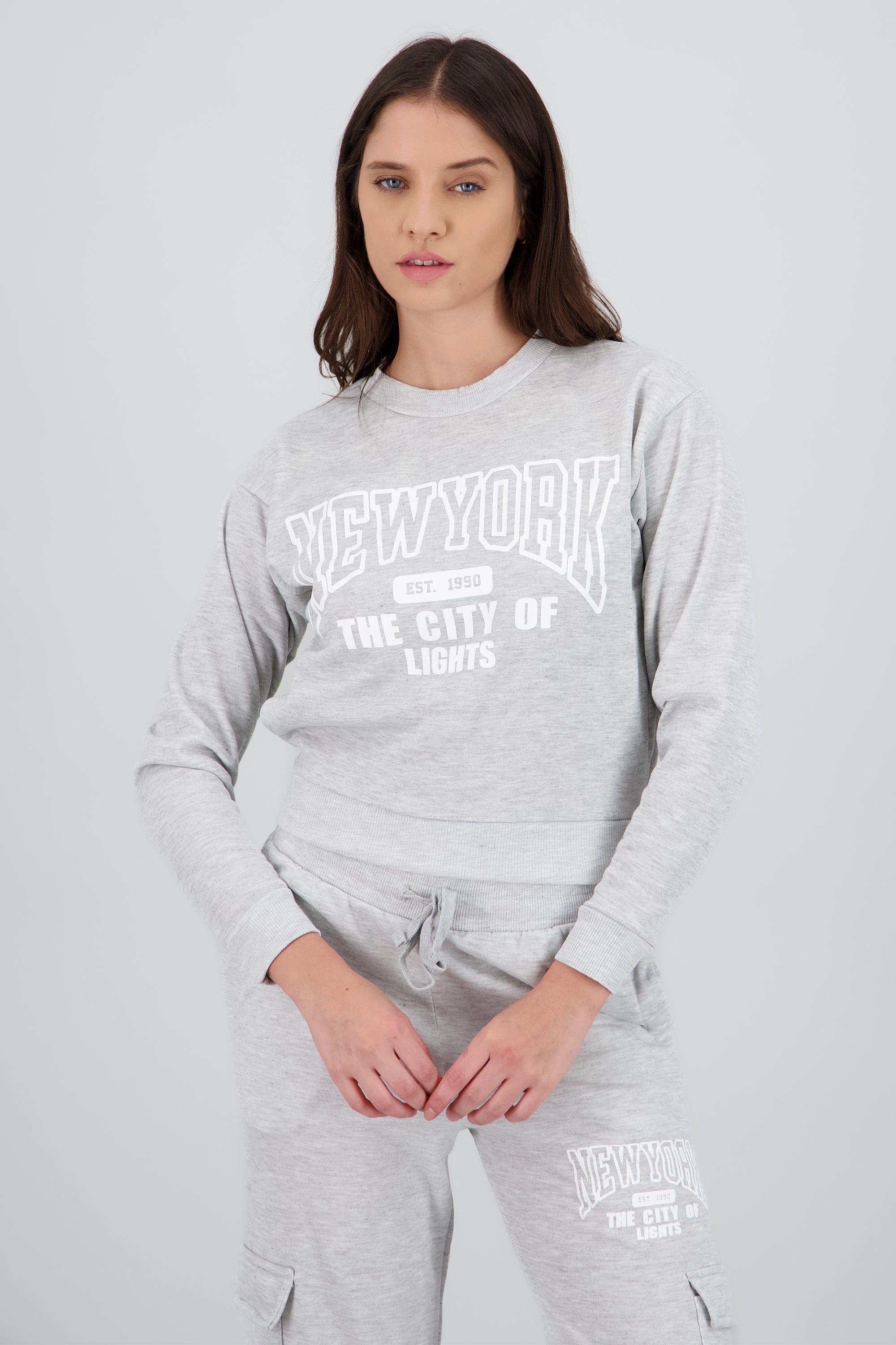 Sudadera estampado con bolsas GRIS JASPE