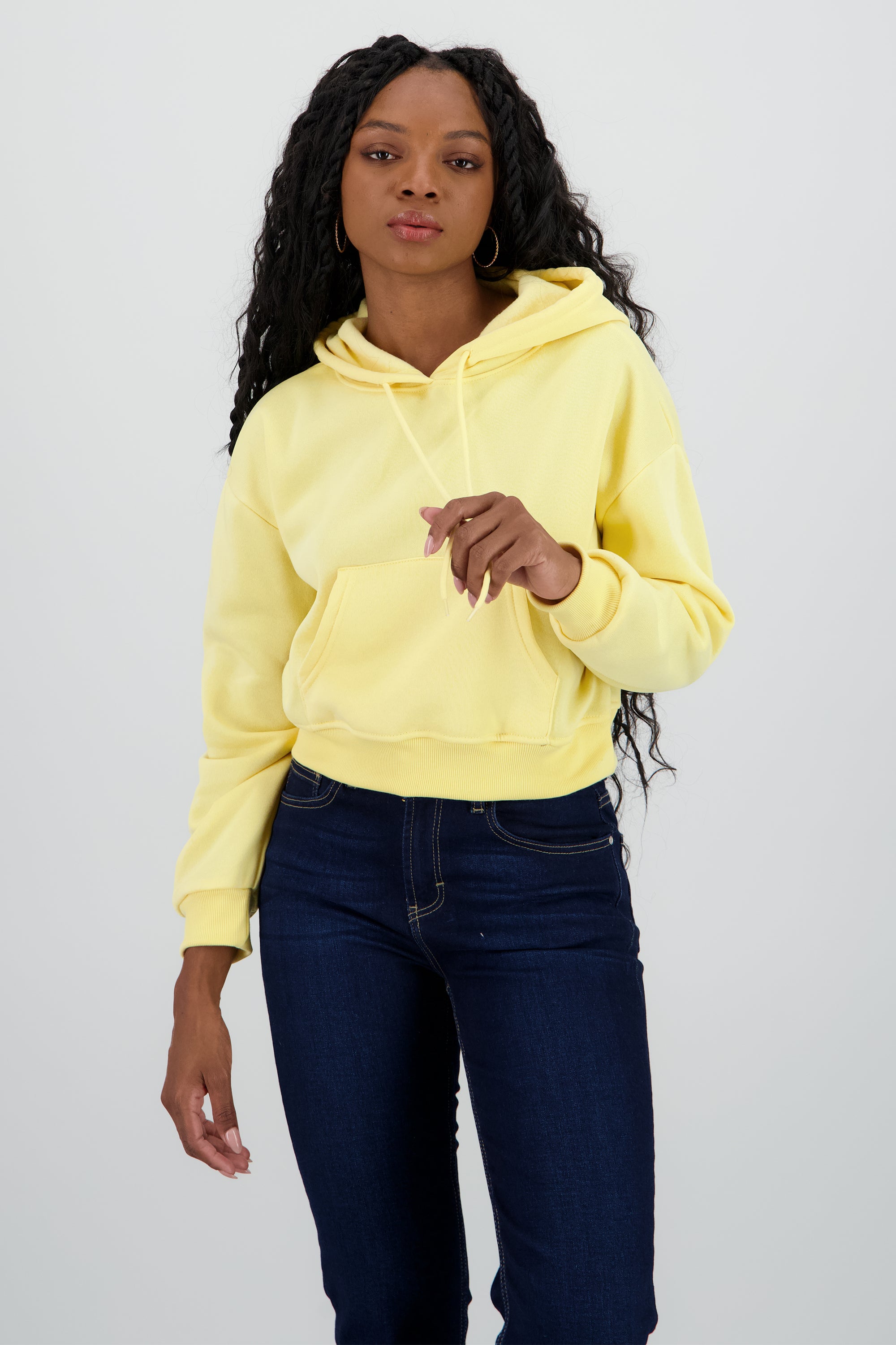 Sudadera lisa corta AMARILLO PASTEL
