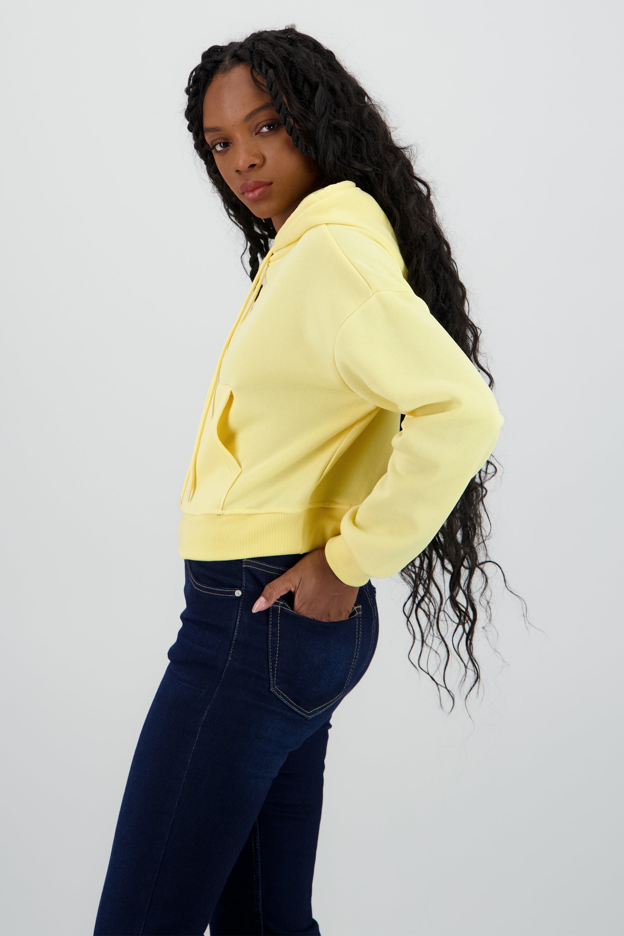 Sudadera lisa corta AMARILLO PASTEL