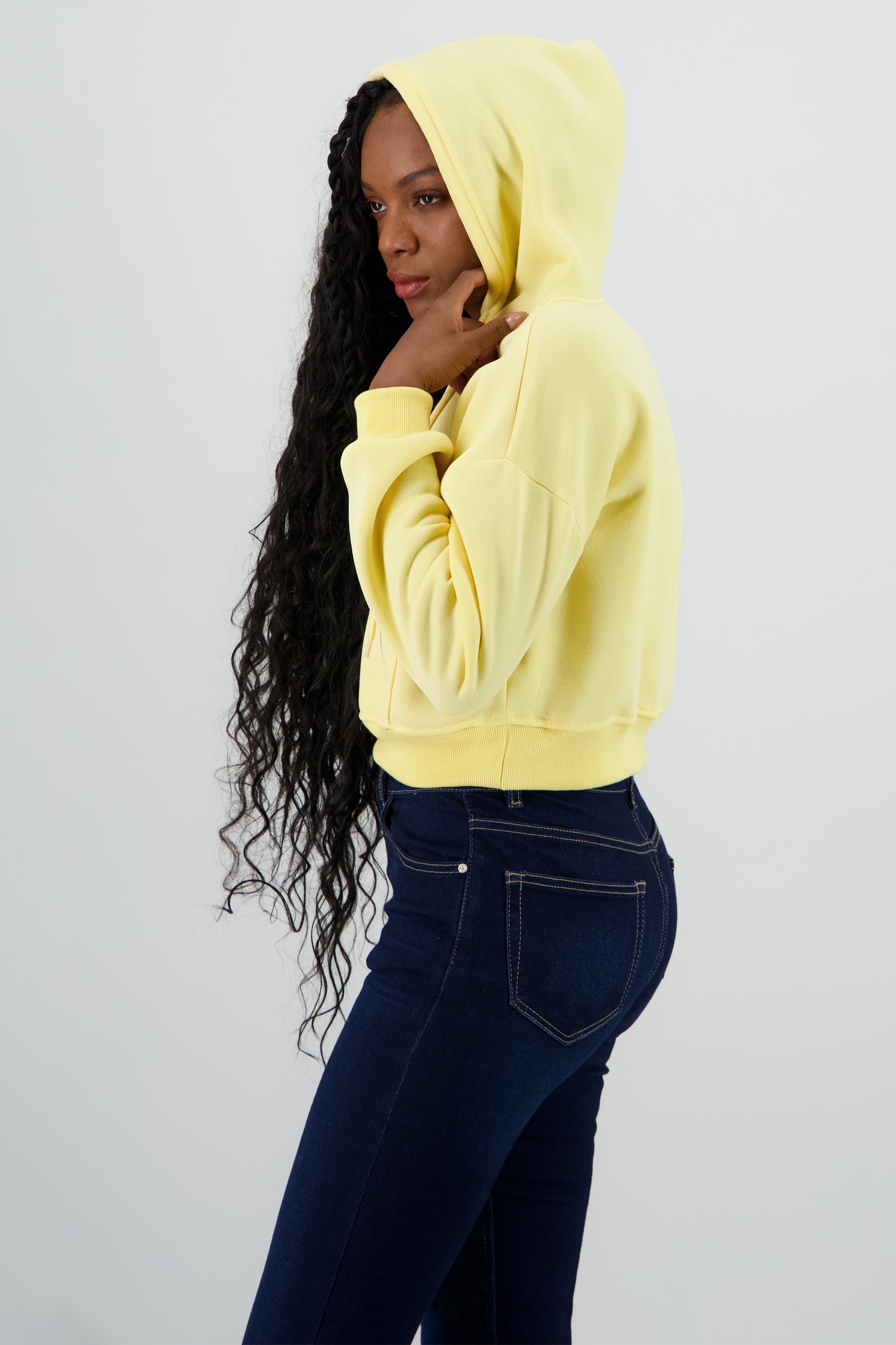 Sudadera lisa corta AMARILLO PASTEL