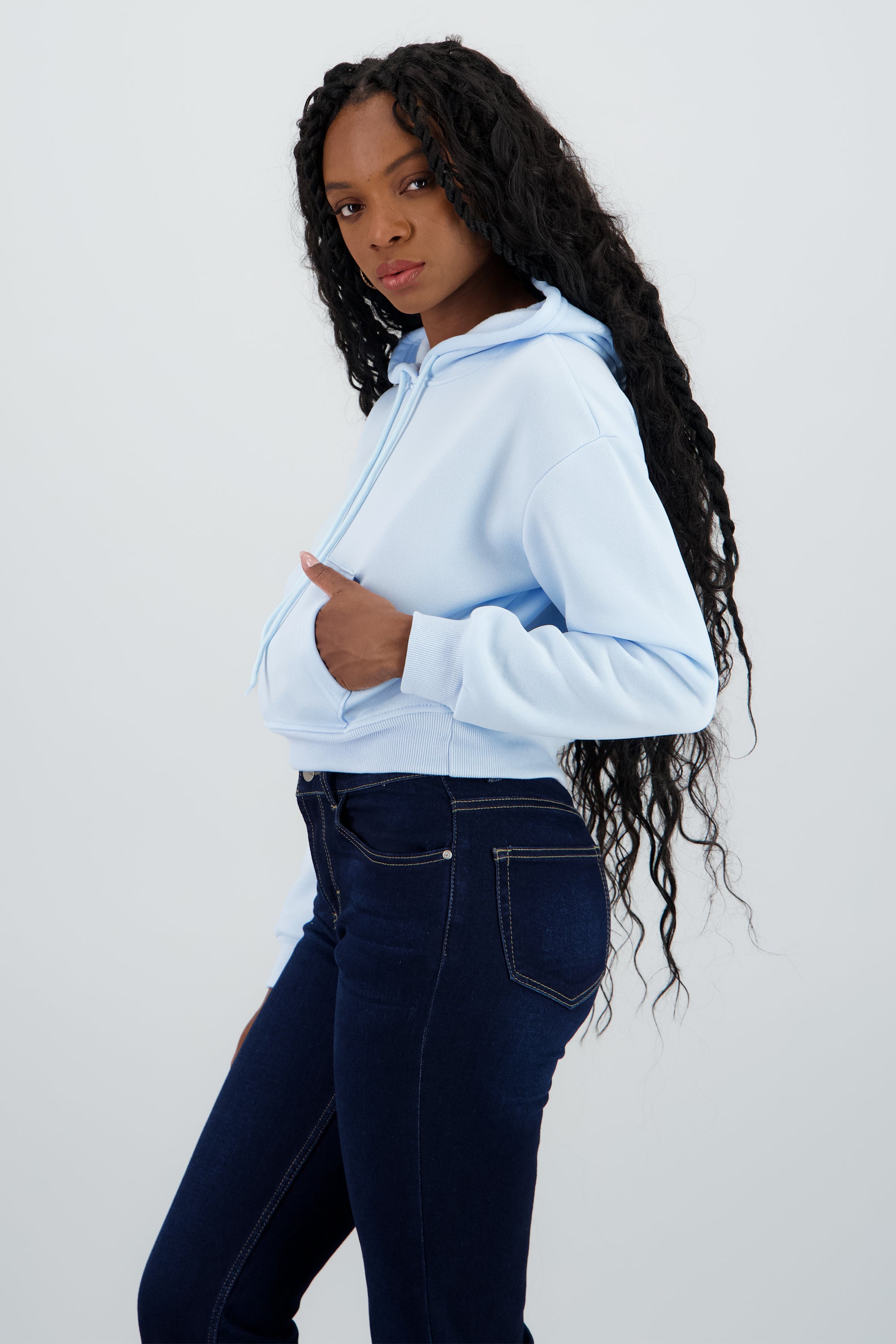 Sudadera lisa corta AZUL CIELO