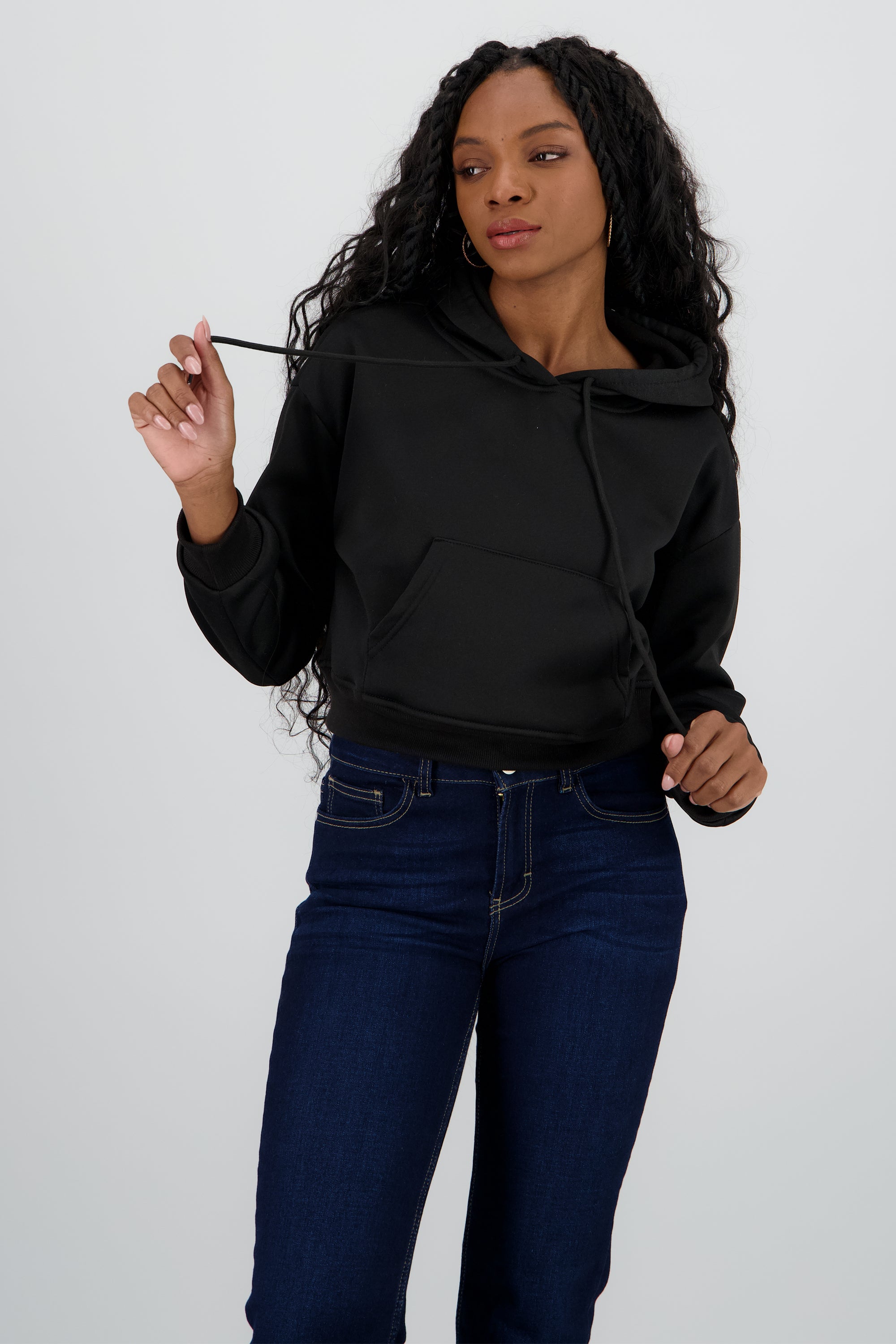 Sudadera lisa corta NEGRO