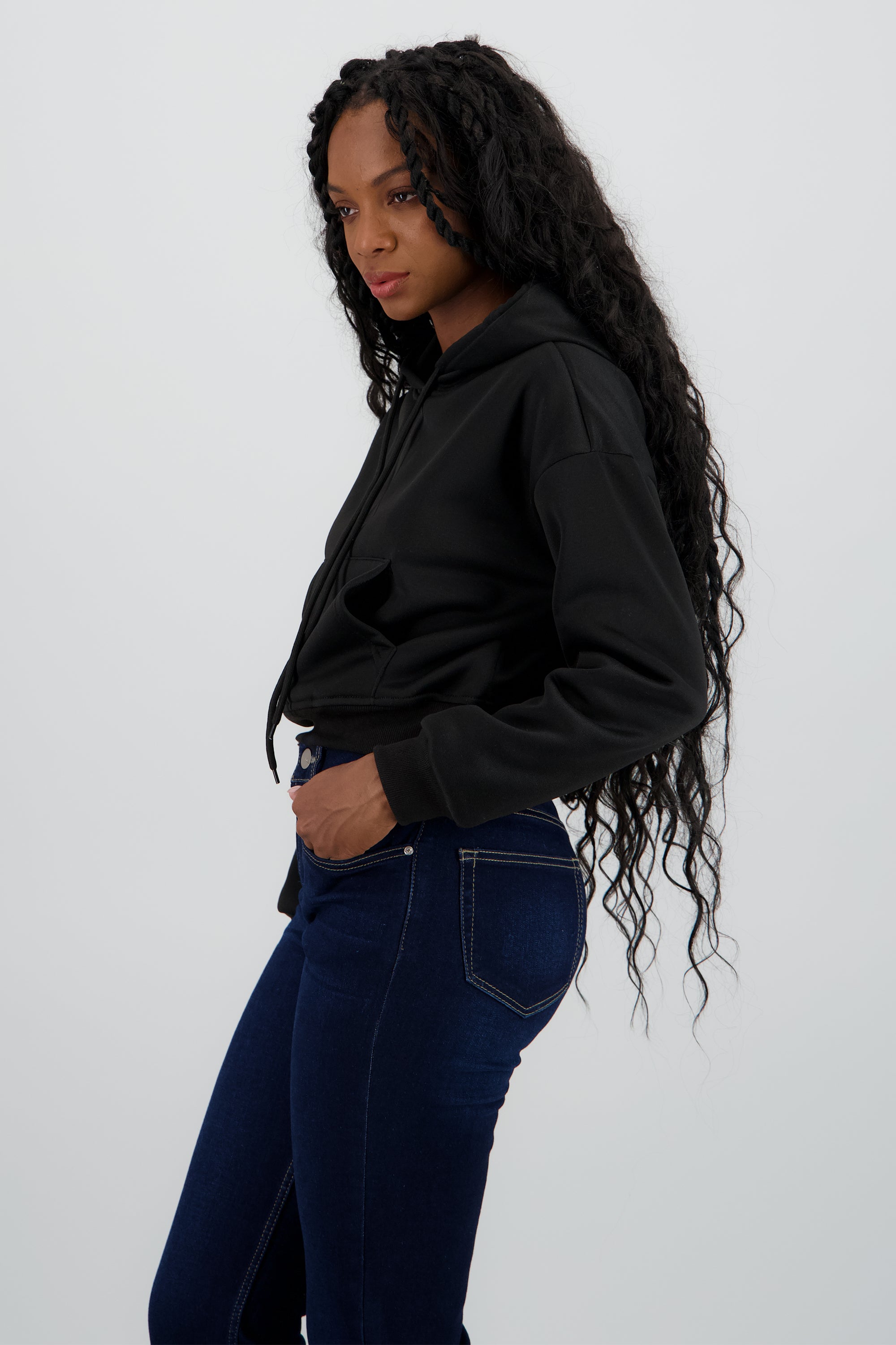 Sudadera lisa corta NEGRO